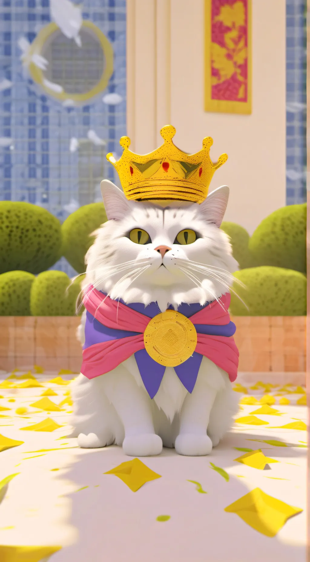 ai character: king cat background