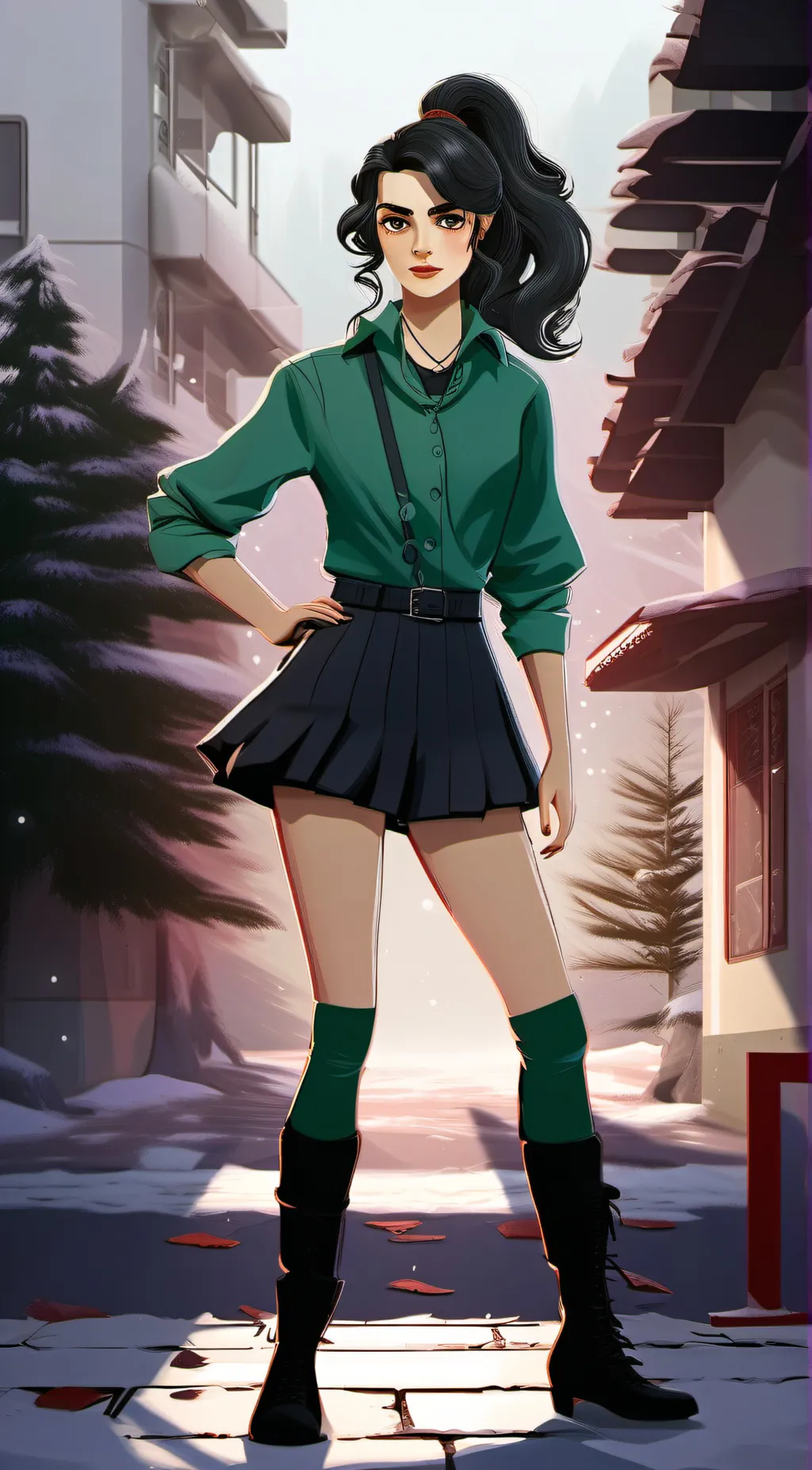 ai character: Heather duke  background