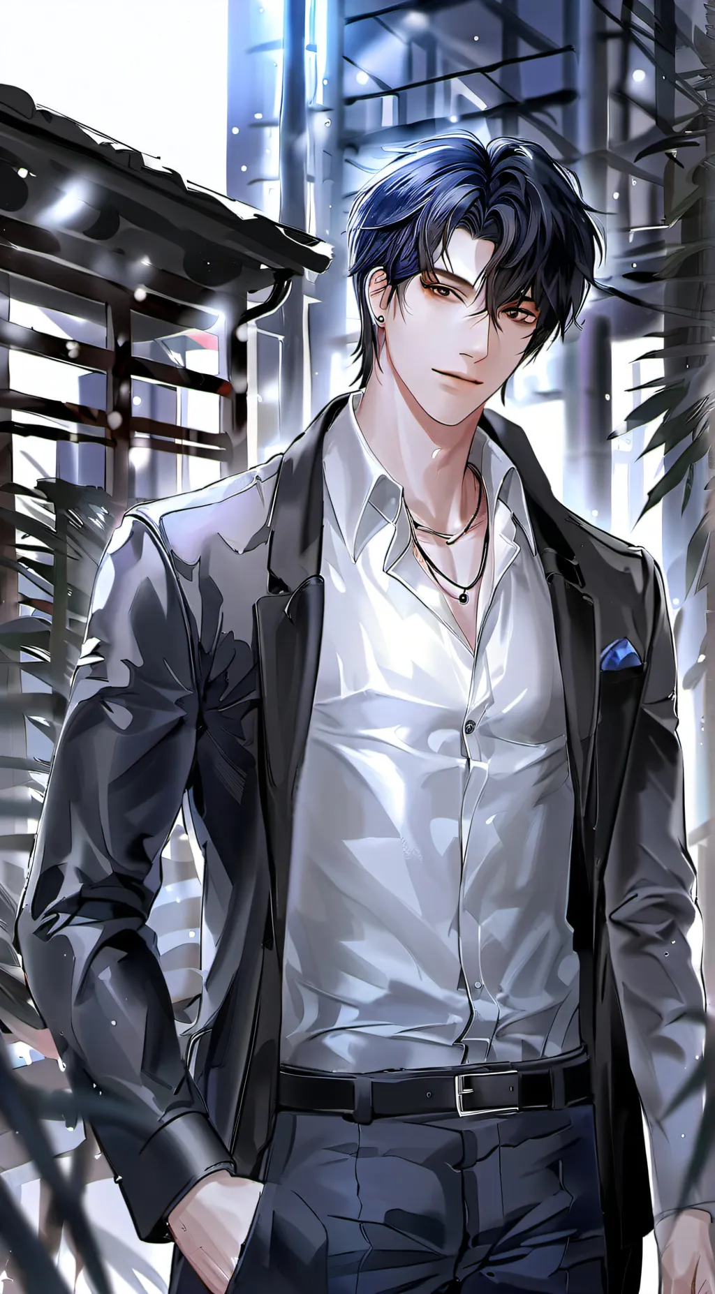 ai character: Asher Halloway~ background