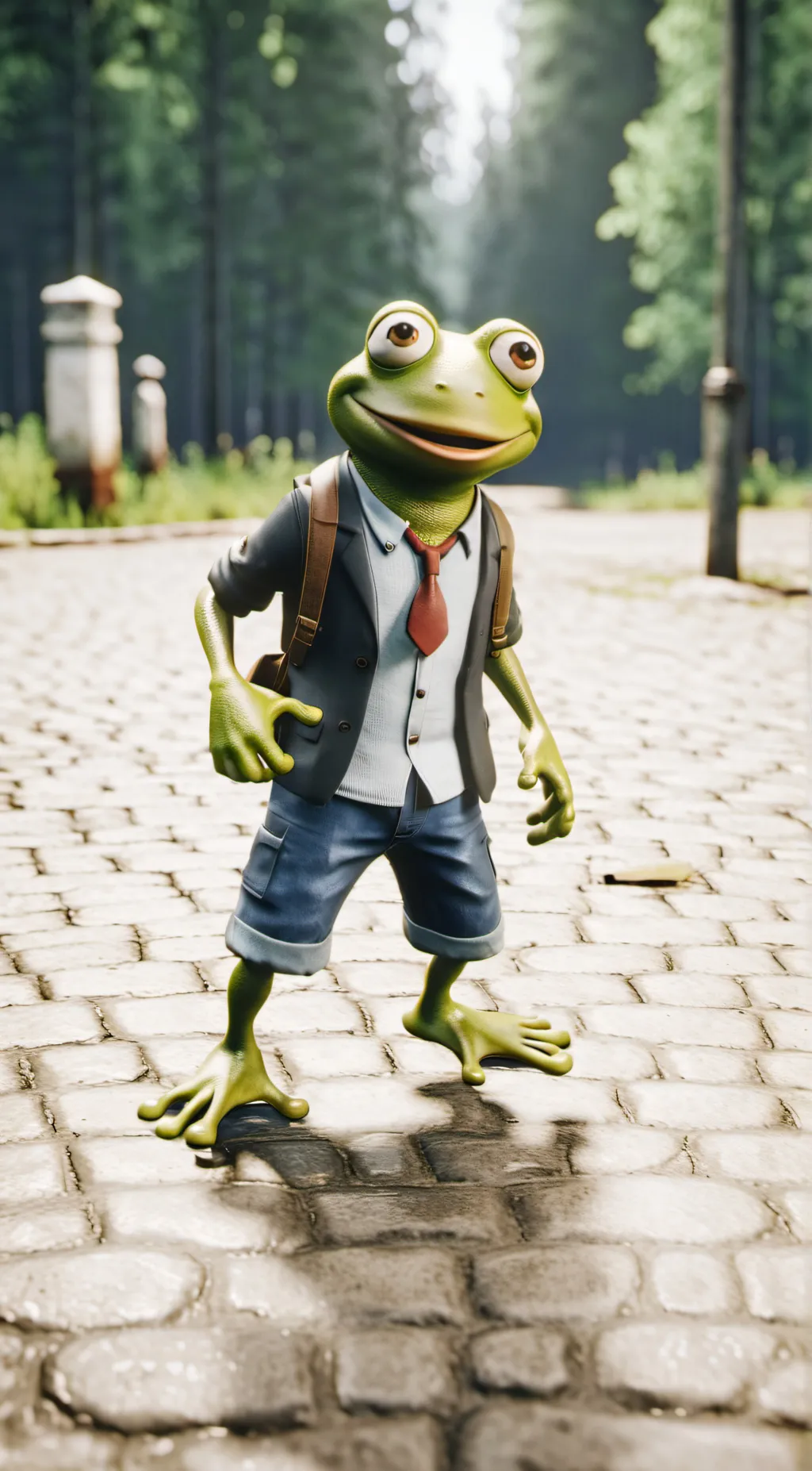 ai character: frizky frog background