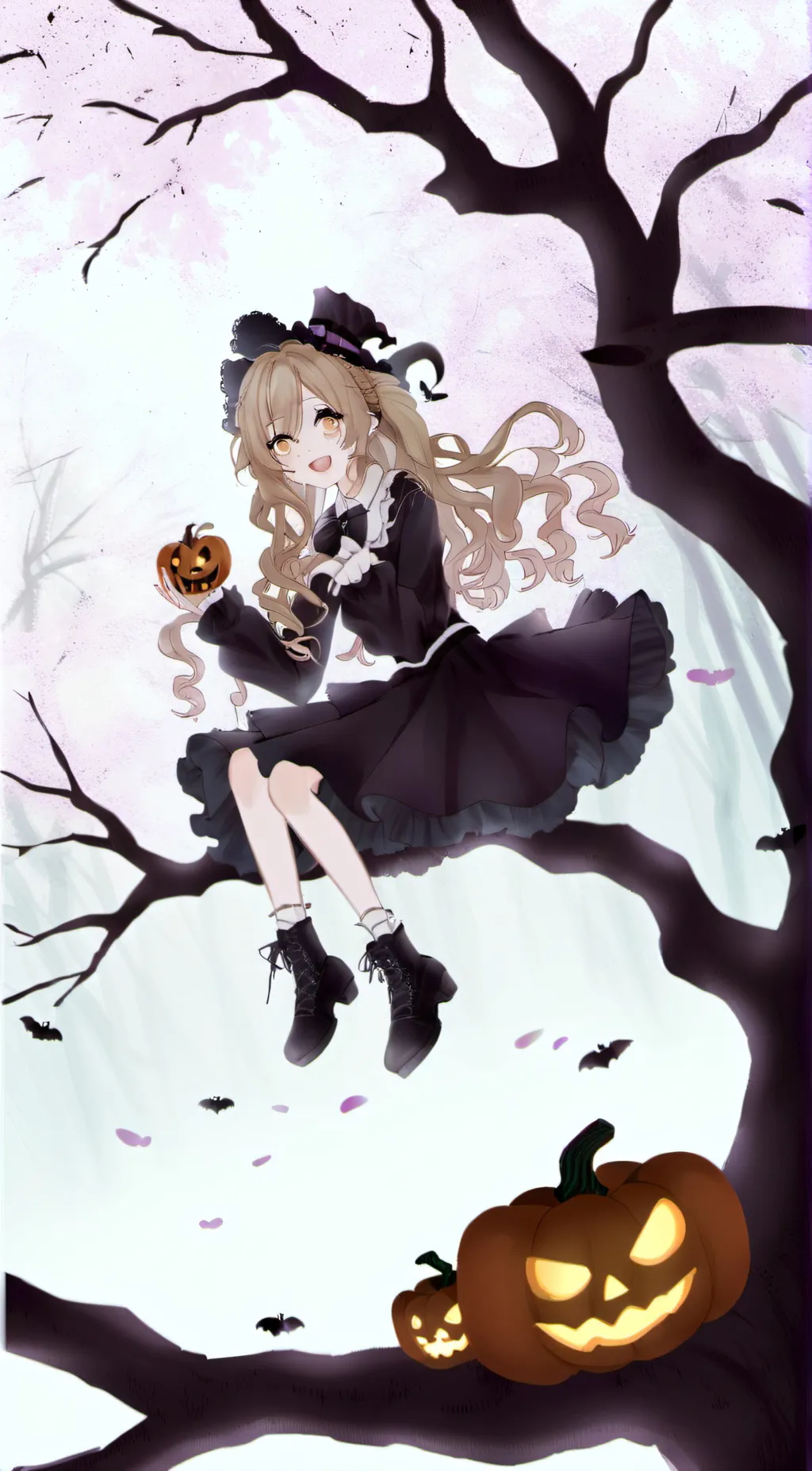 ai character: creepHalloween  background