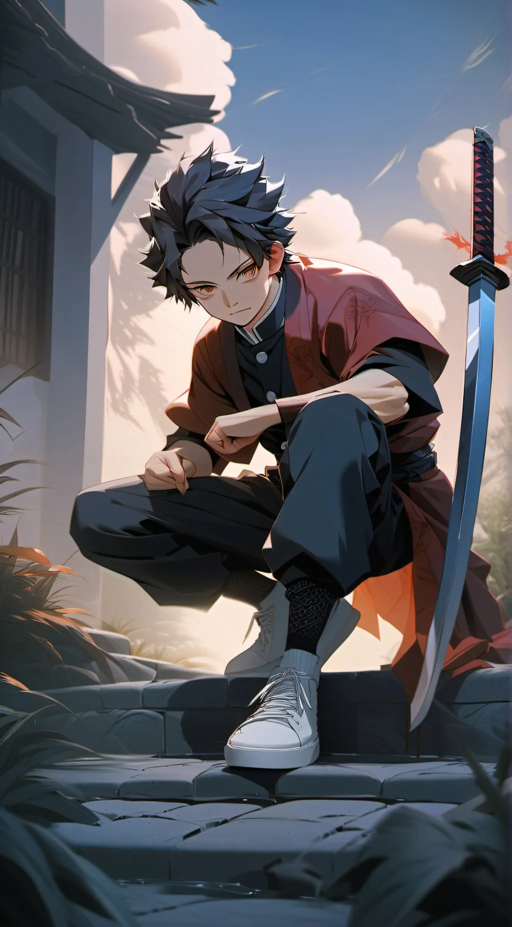 ai character: demon slayer  background