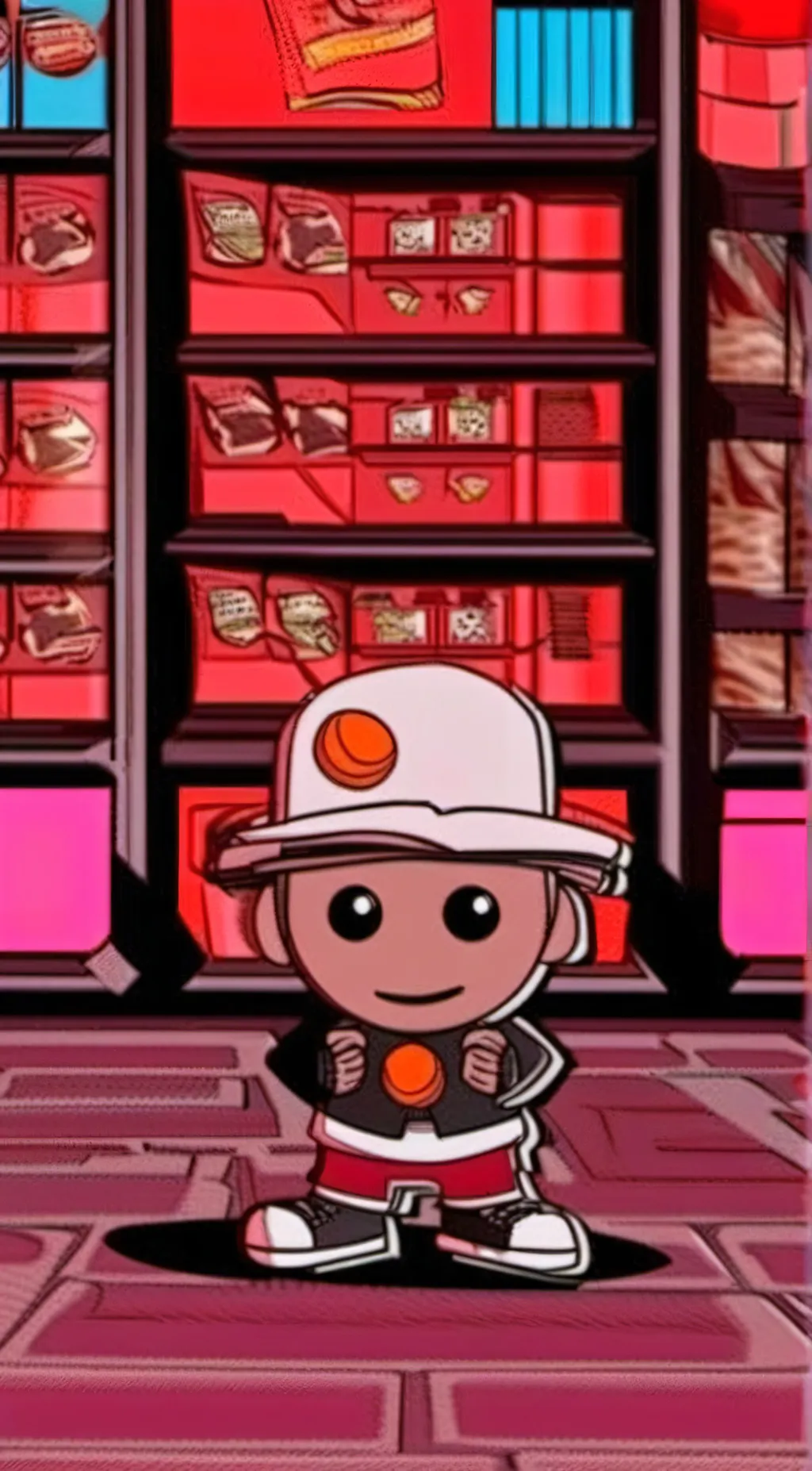 ai character: reeces puffs guy background