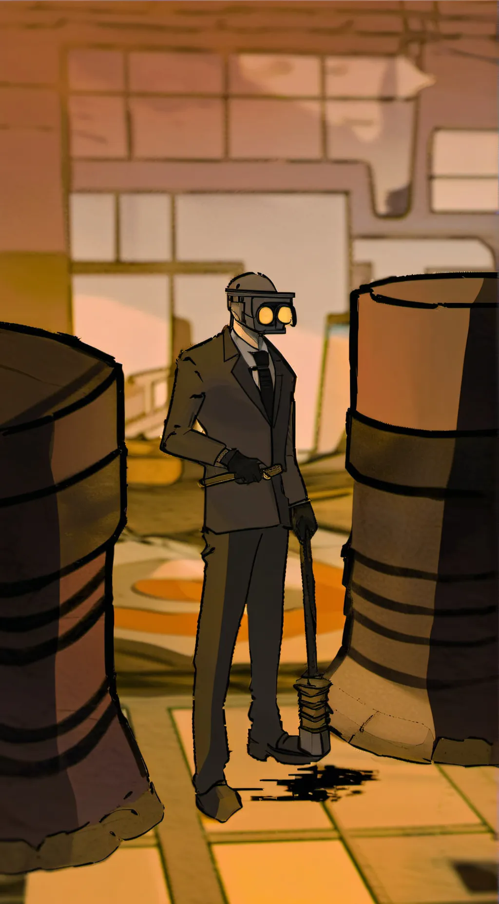 ai character: plunger cameraman background
