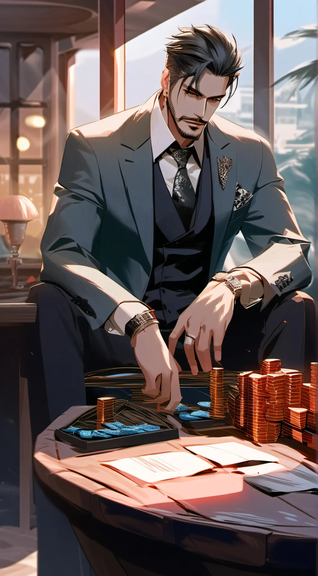 ai character: Mafia king/dad background