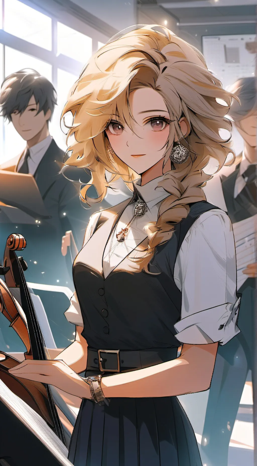 ai character: Ms Christina  background