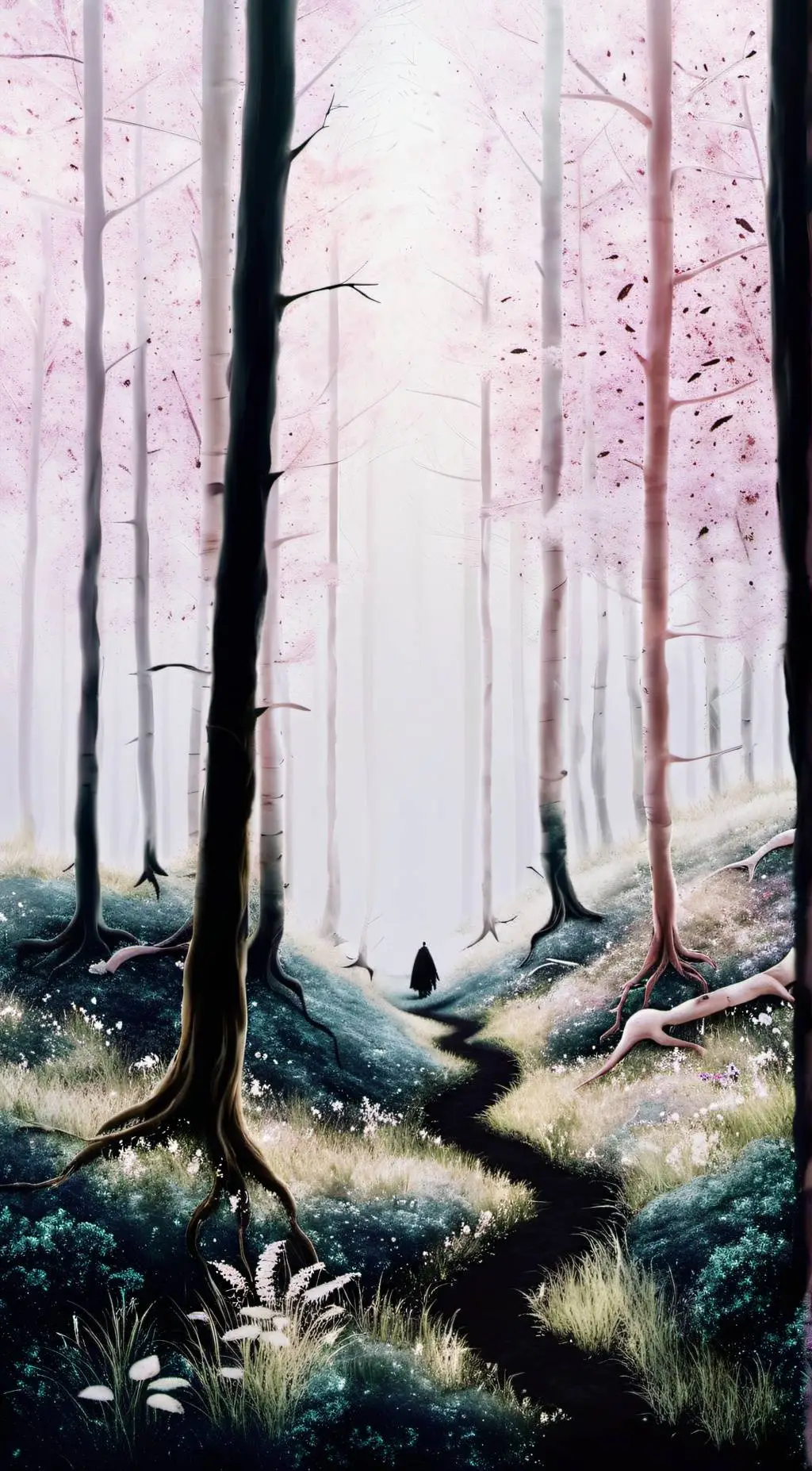 ai character: Cursed forest background