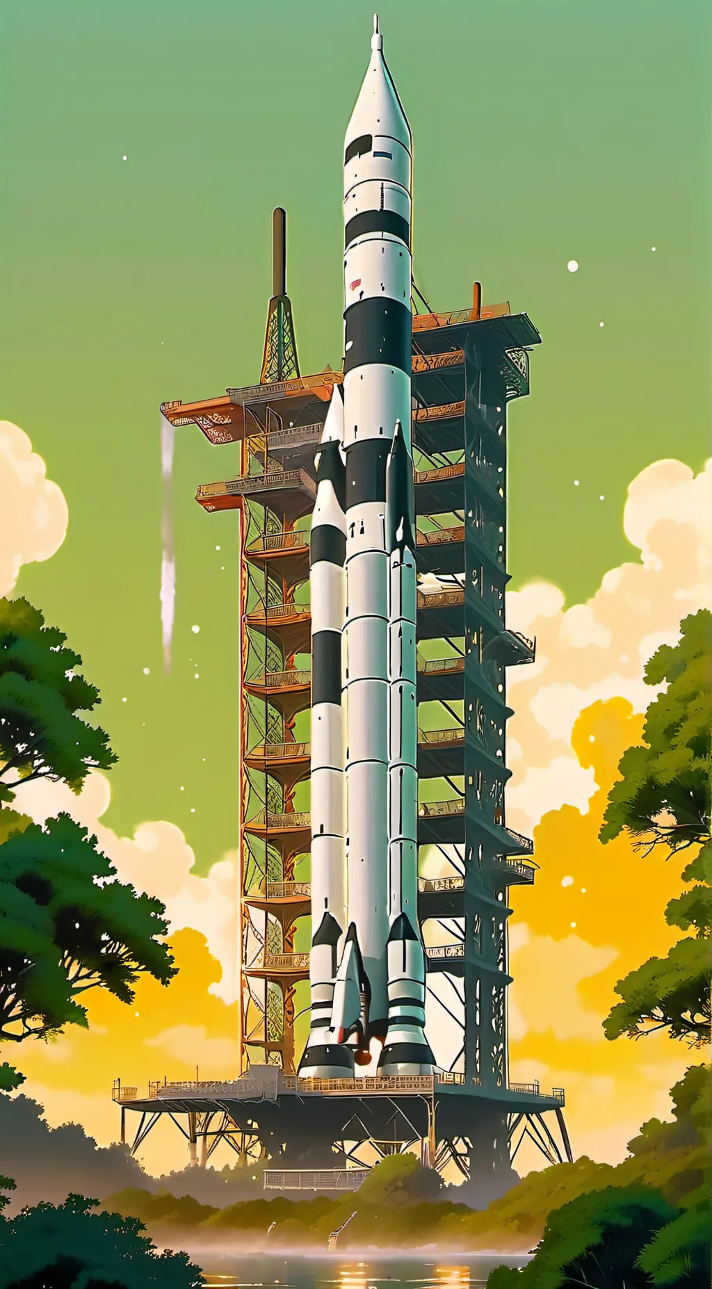 ai character: Saturn V  background