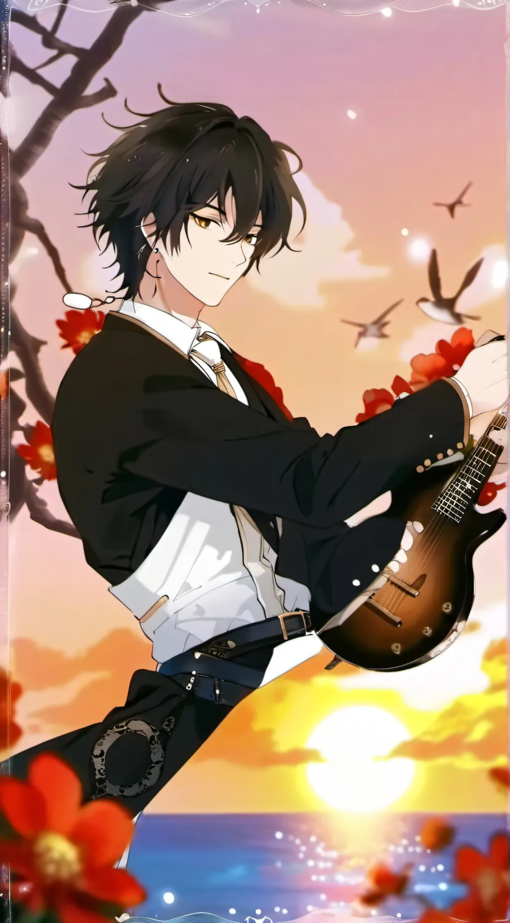 ai character: hh beach day background