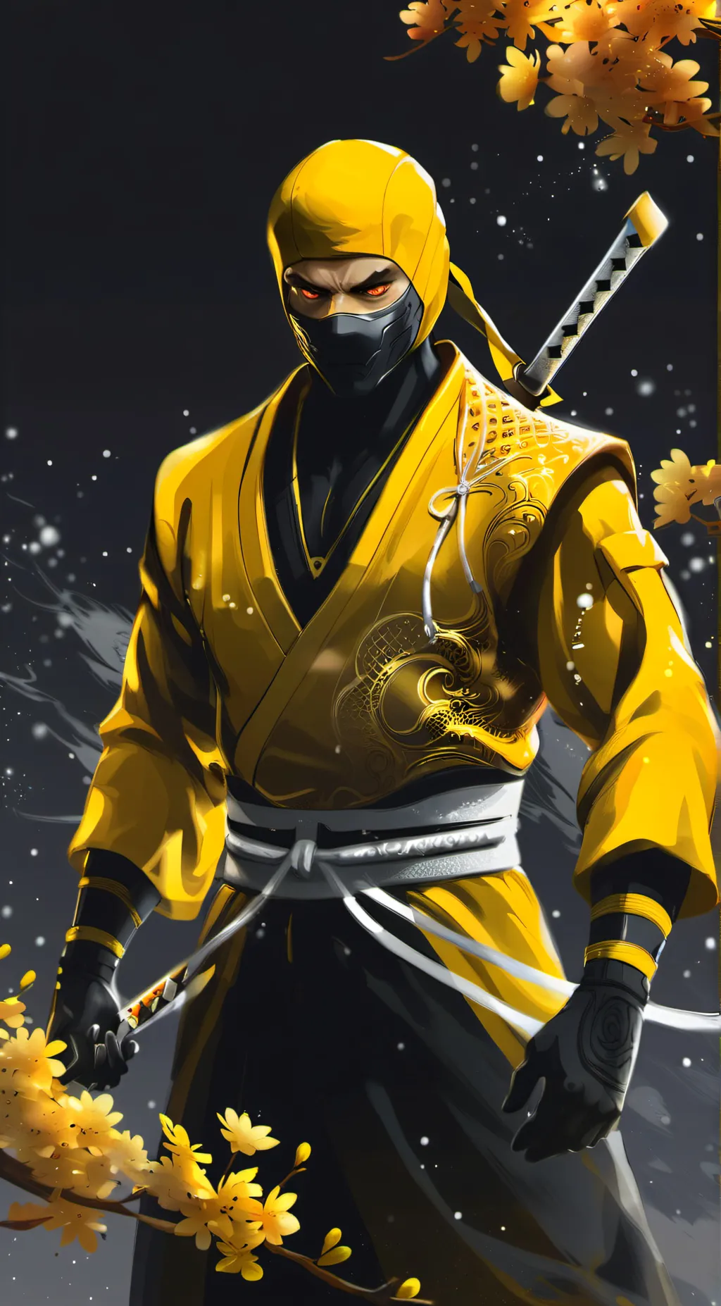 ai character: Twyn yellow ninja  background