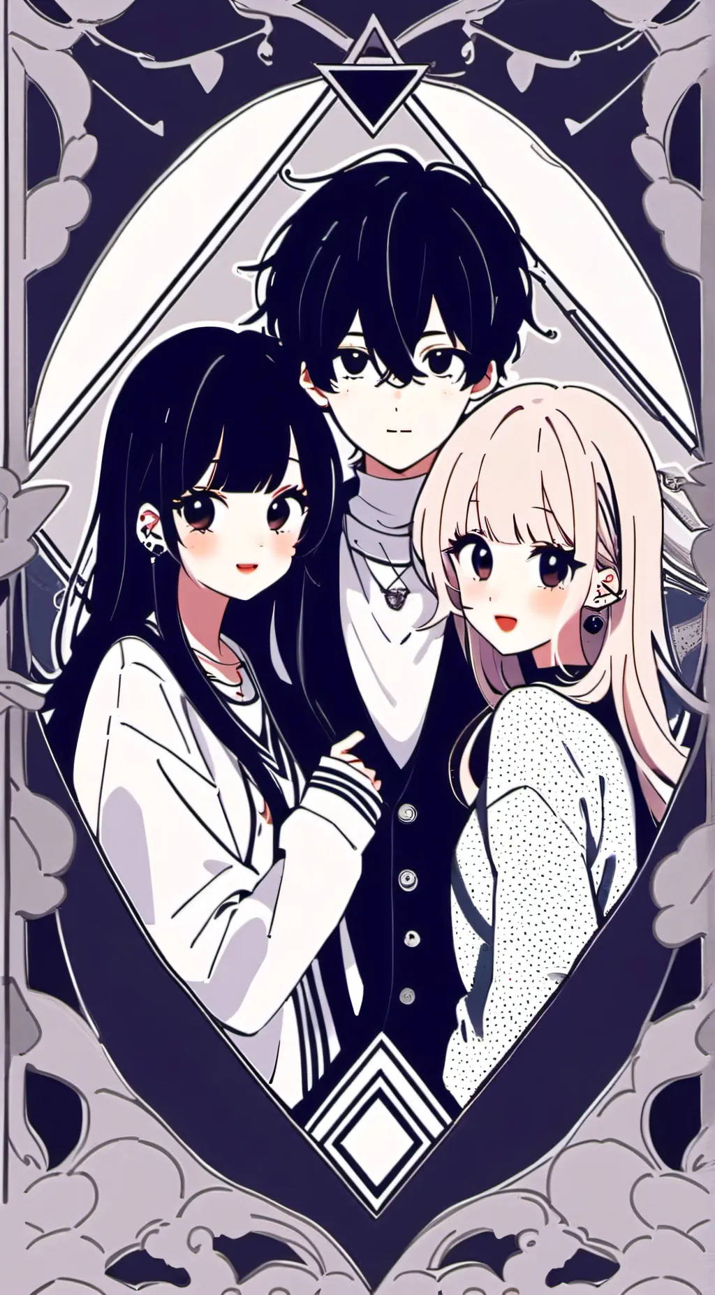 ai character: love triangle background