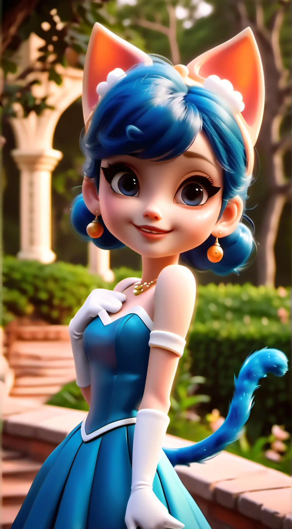 ai character: snowy the cat  background