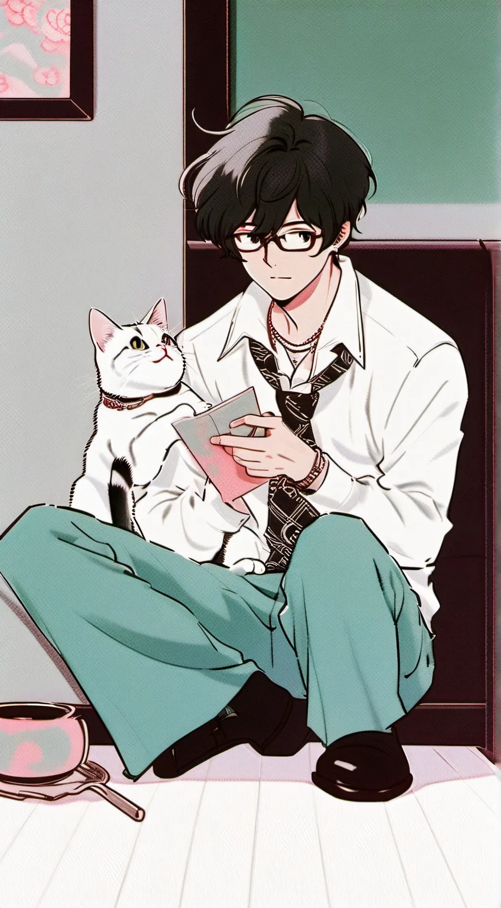 ai character: cat lover background