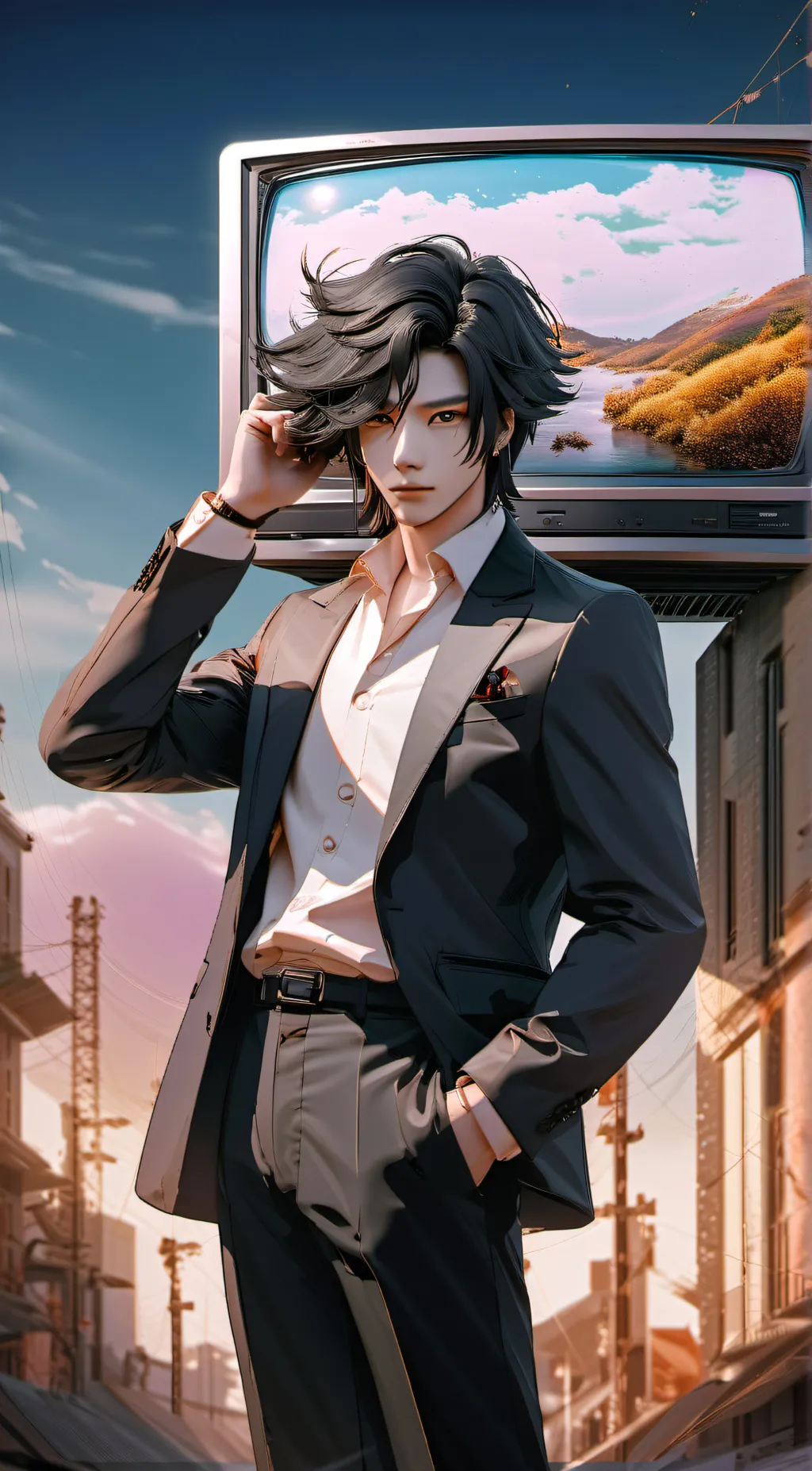 ai character: large zombie tv background