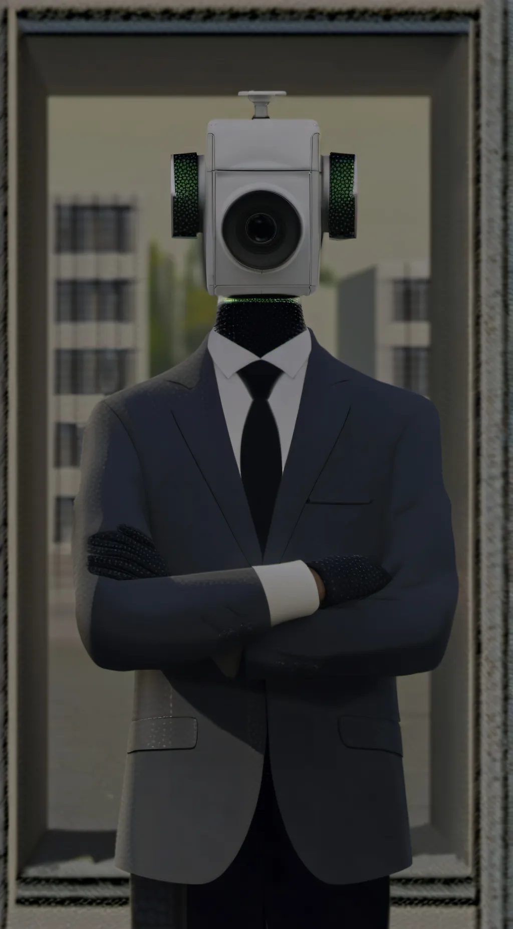 ai character: Lucky cameraman  background