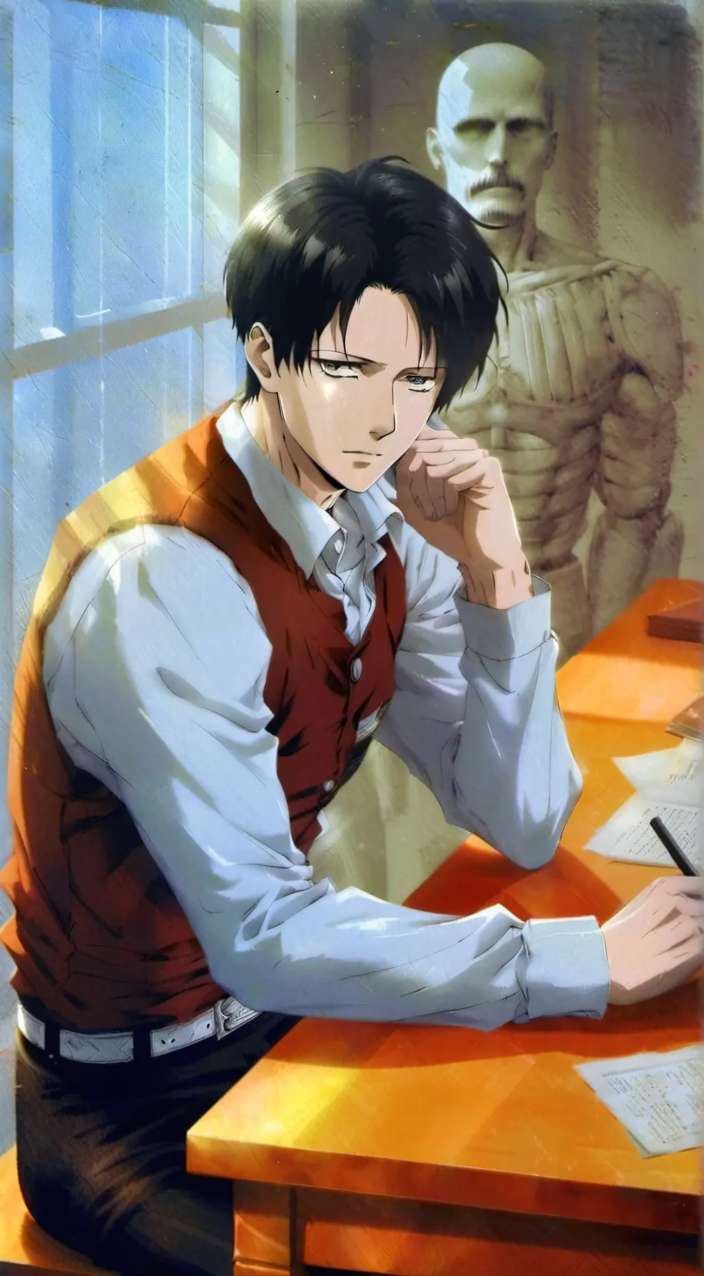 ai character: Levi Ackerman  background