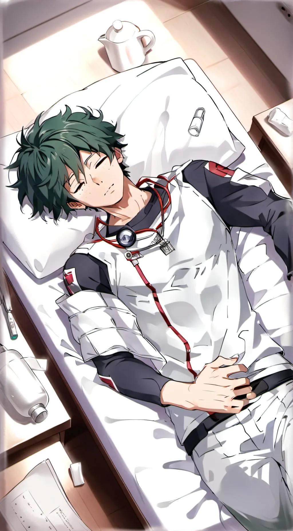 ai character: Deku in a coma background