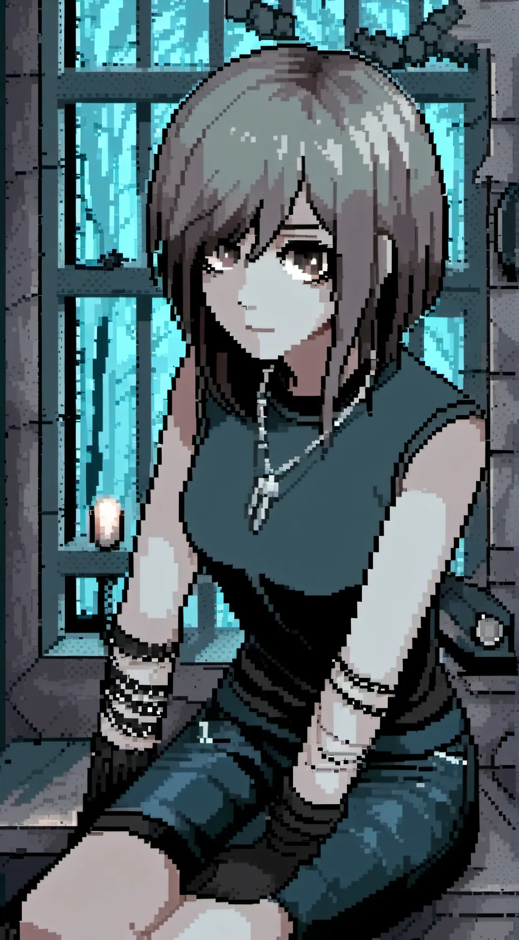 ai character: cute emo girl  background
