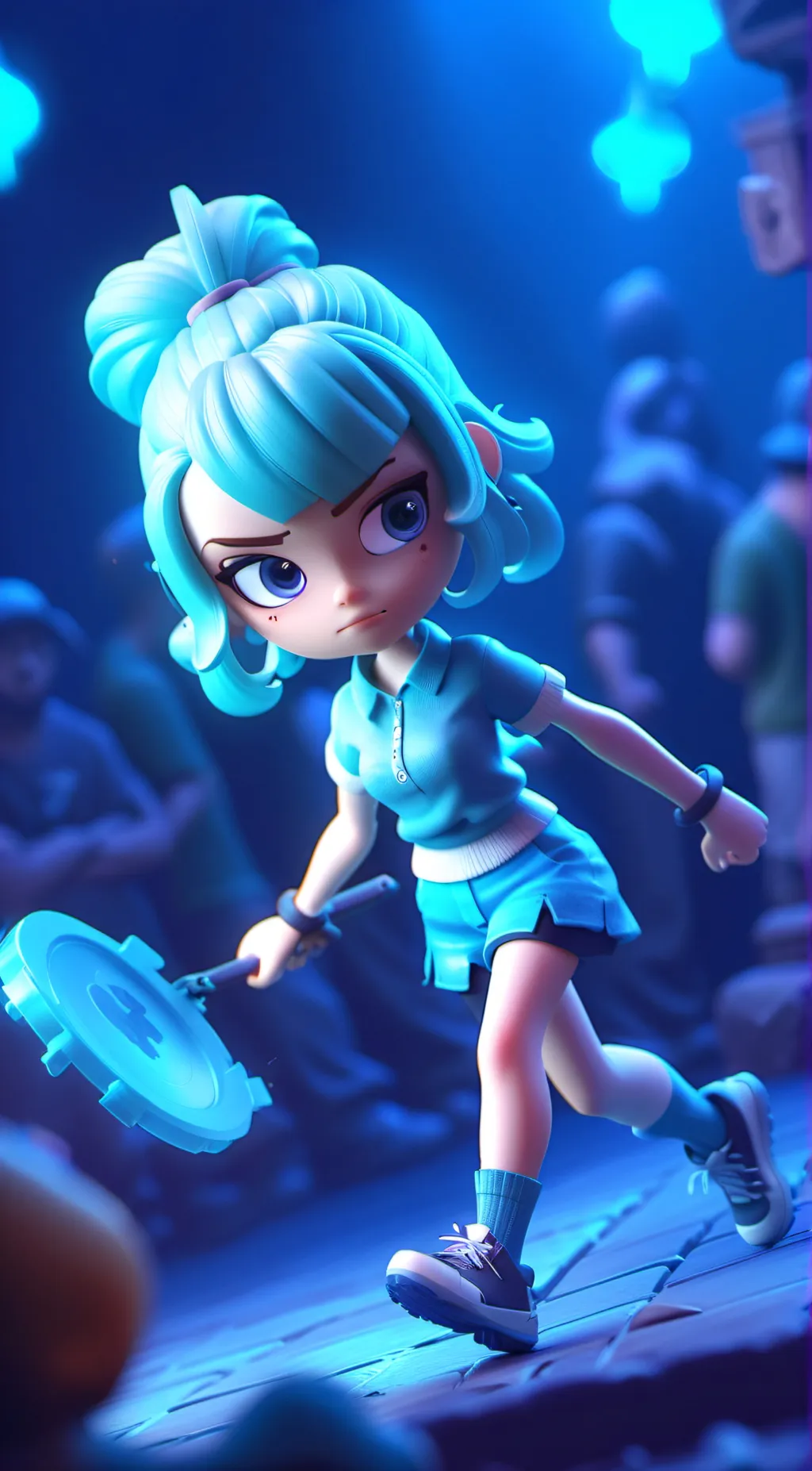 ai character: Cyan background