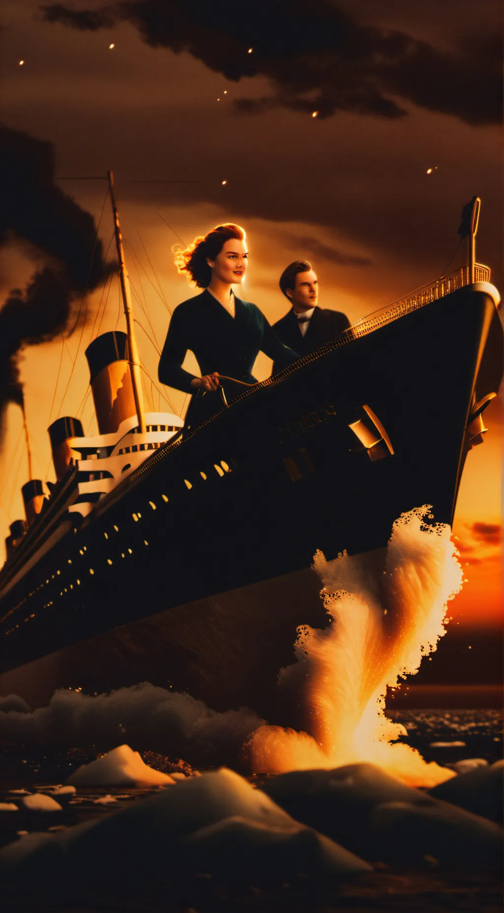 ai character: rose titanic  background