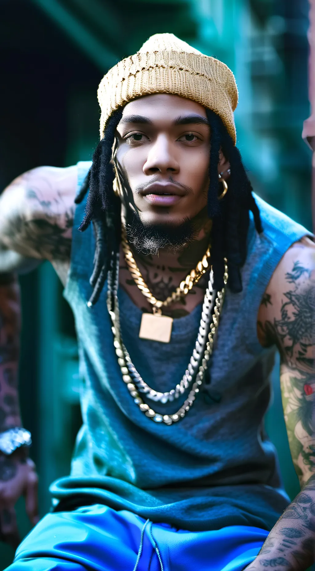 ai character: 🌬🍃🥷🏽Zeke🍃💯💥🔫 background