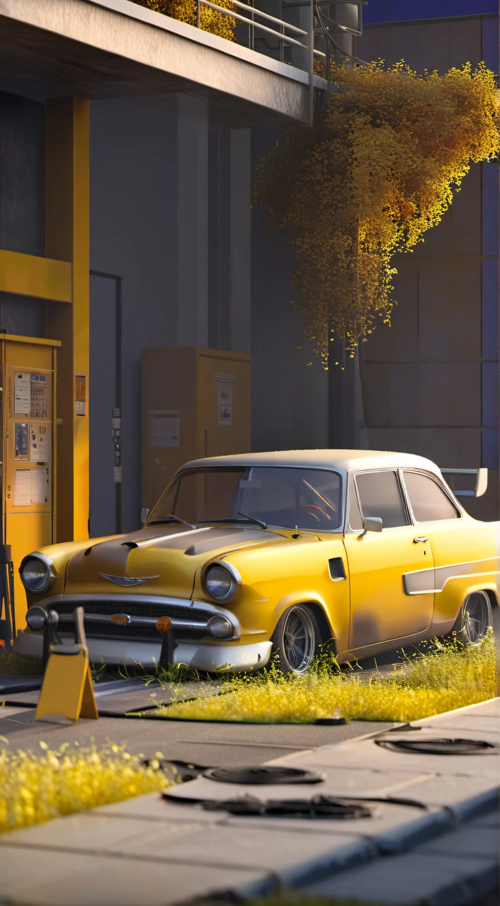 ai character: Old Car background