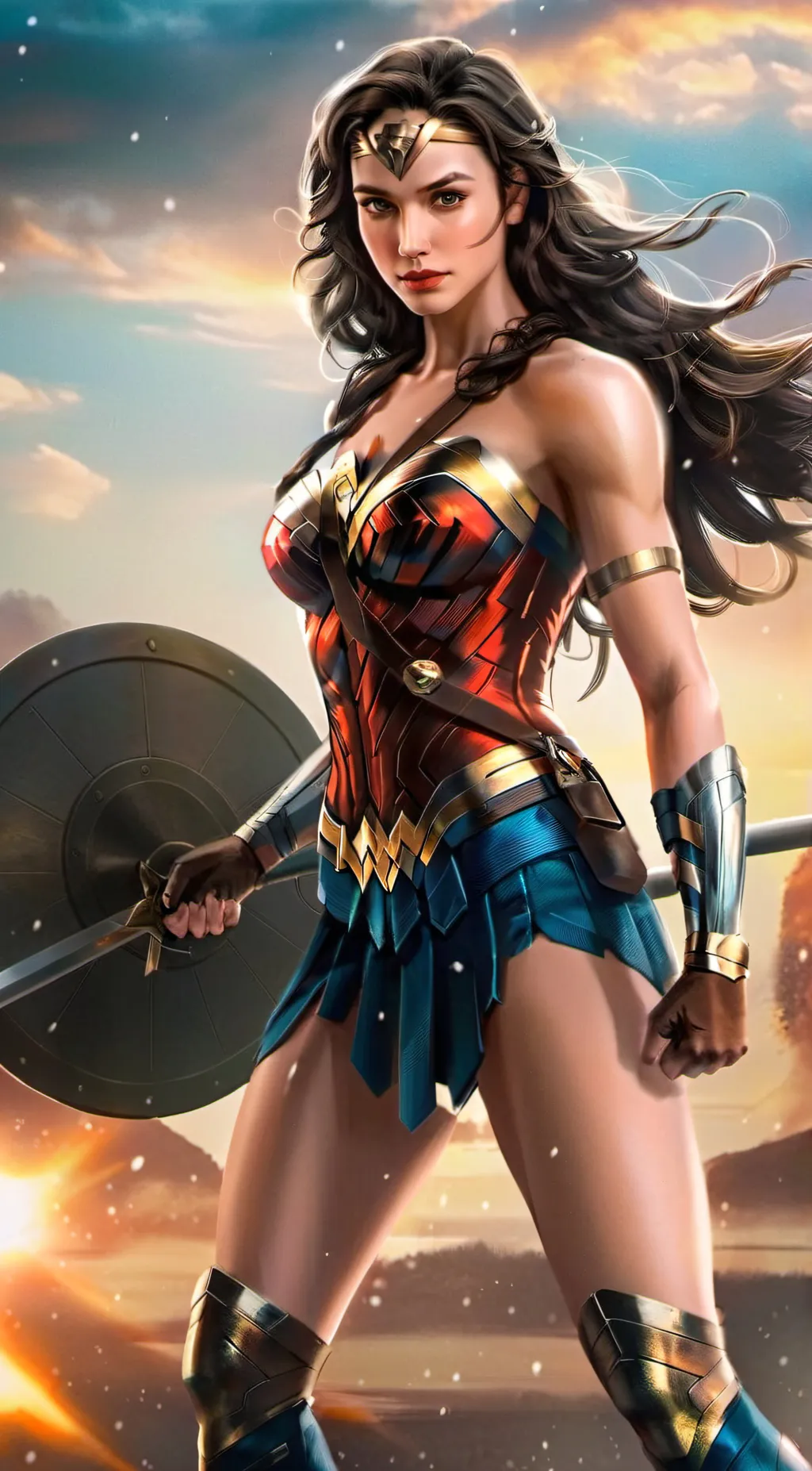 ai character: Mulher Maravilha background
