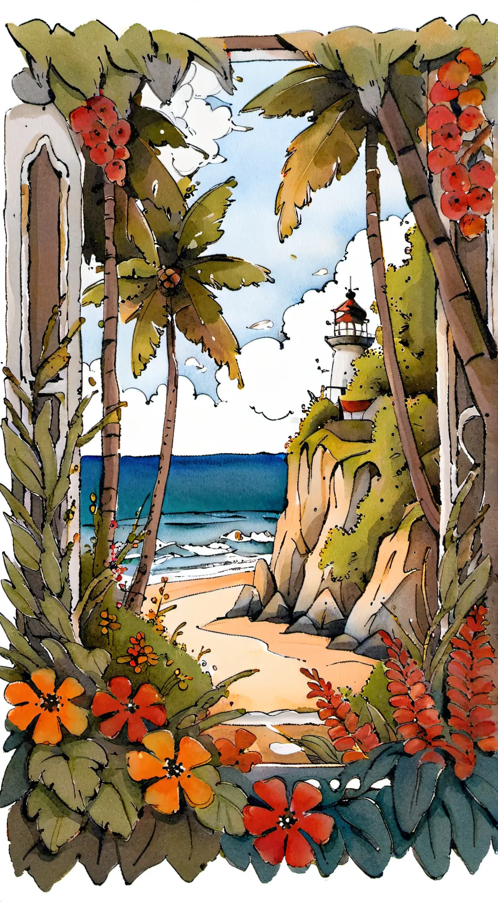 ai character: ~Smiling beach~ background