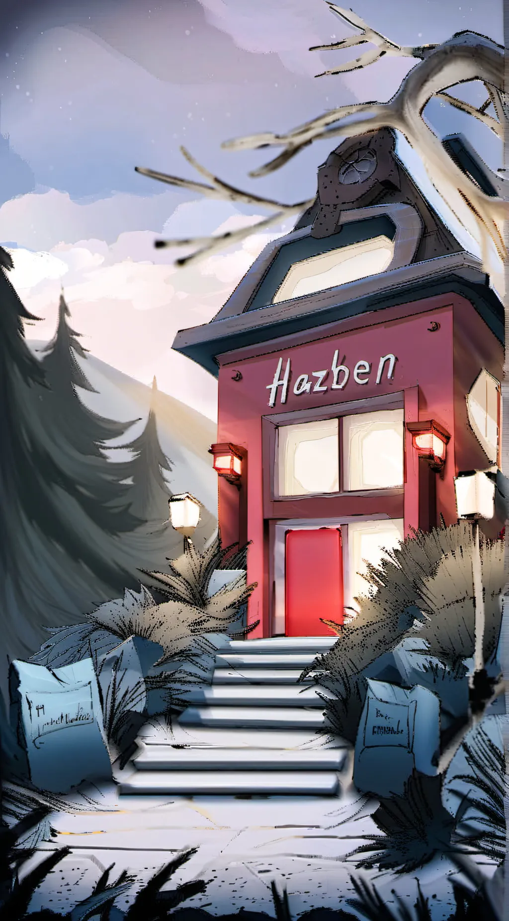ai character: H4ZB1N H0T3L background