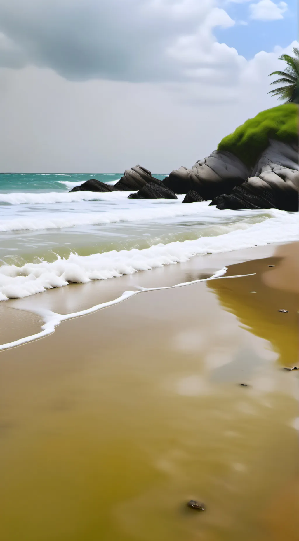 ai character: friends at beach!! background
