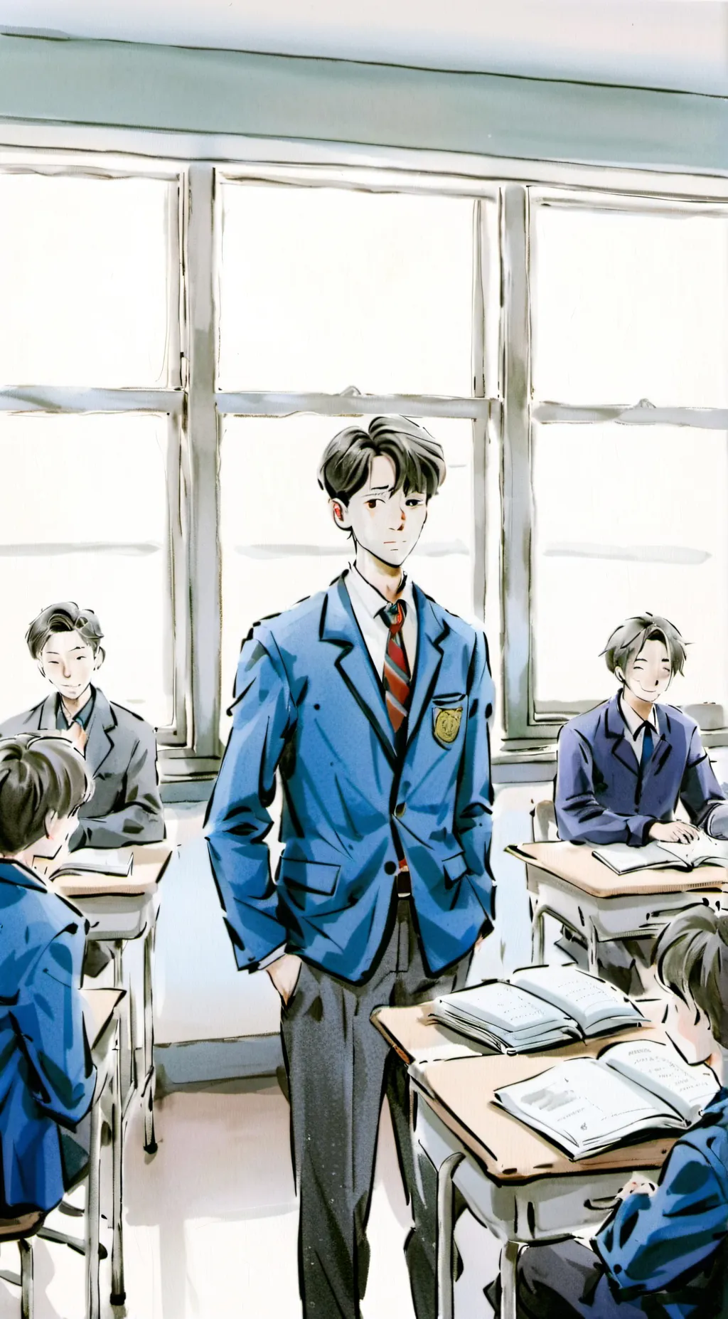 ai character: boys only school background