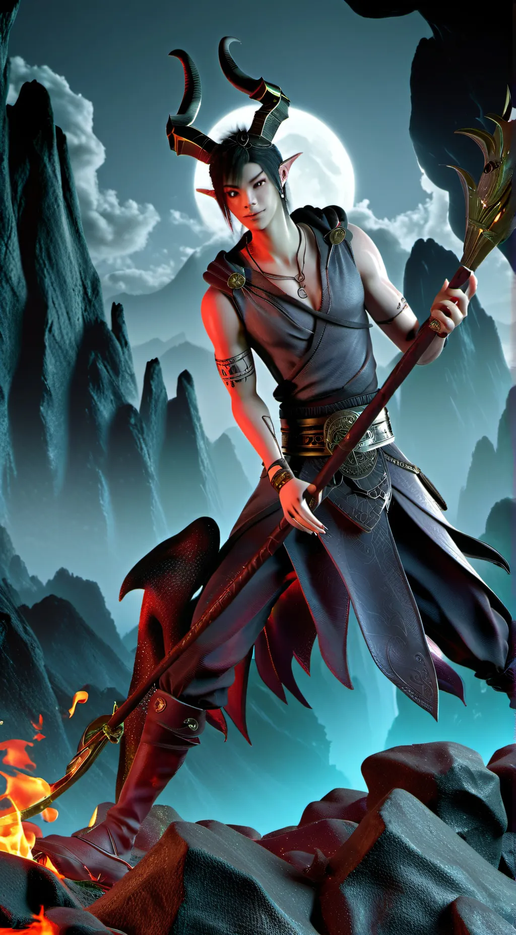 ai character: a mythical world background