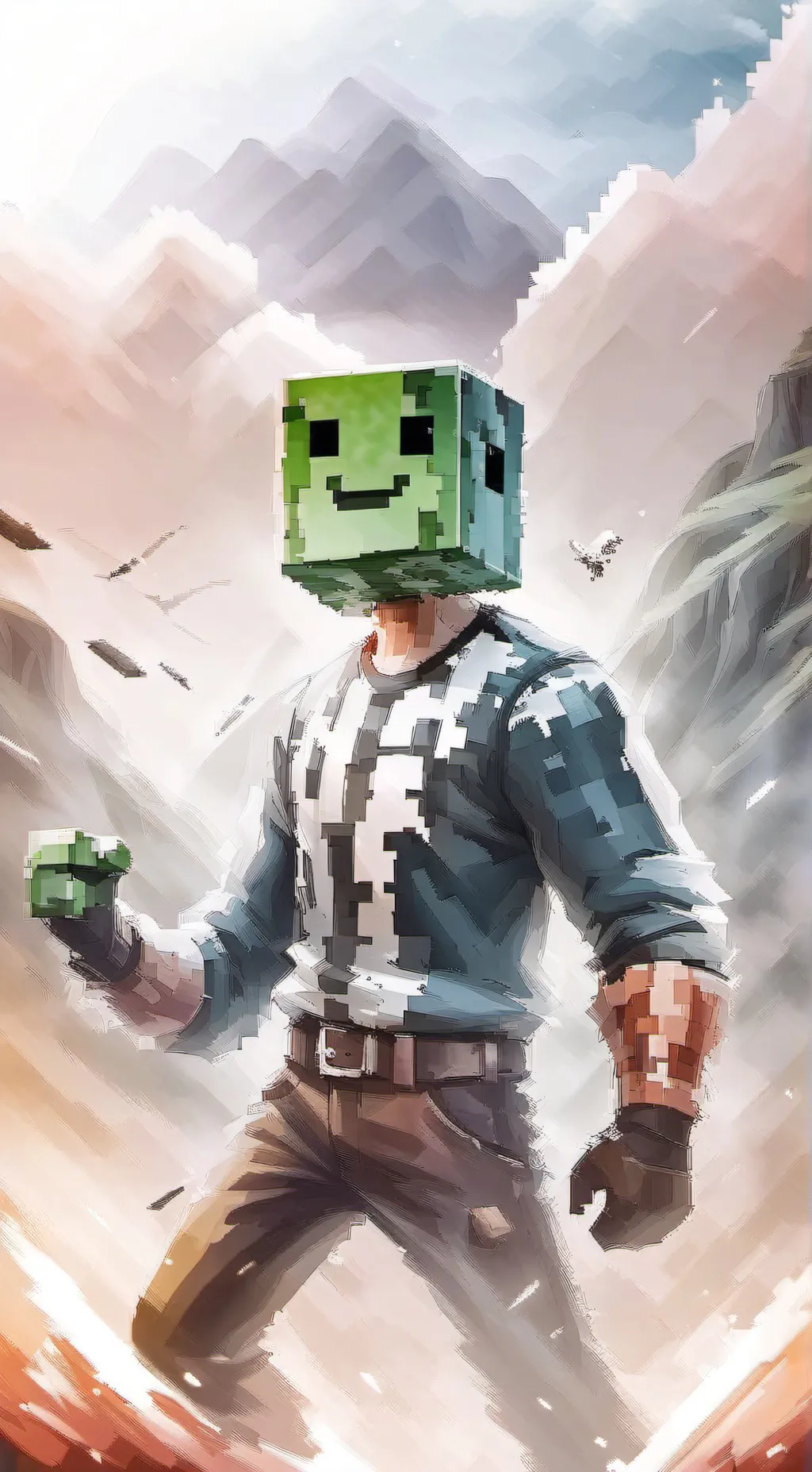 ai character: Minecraft anime background