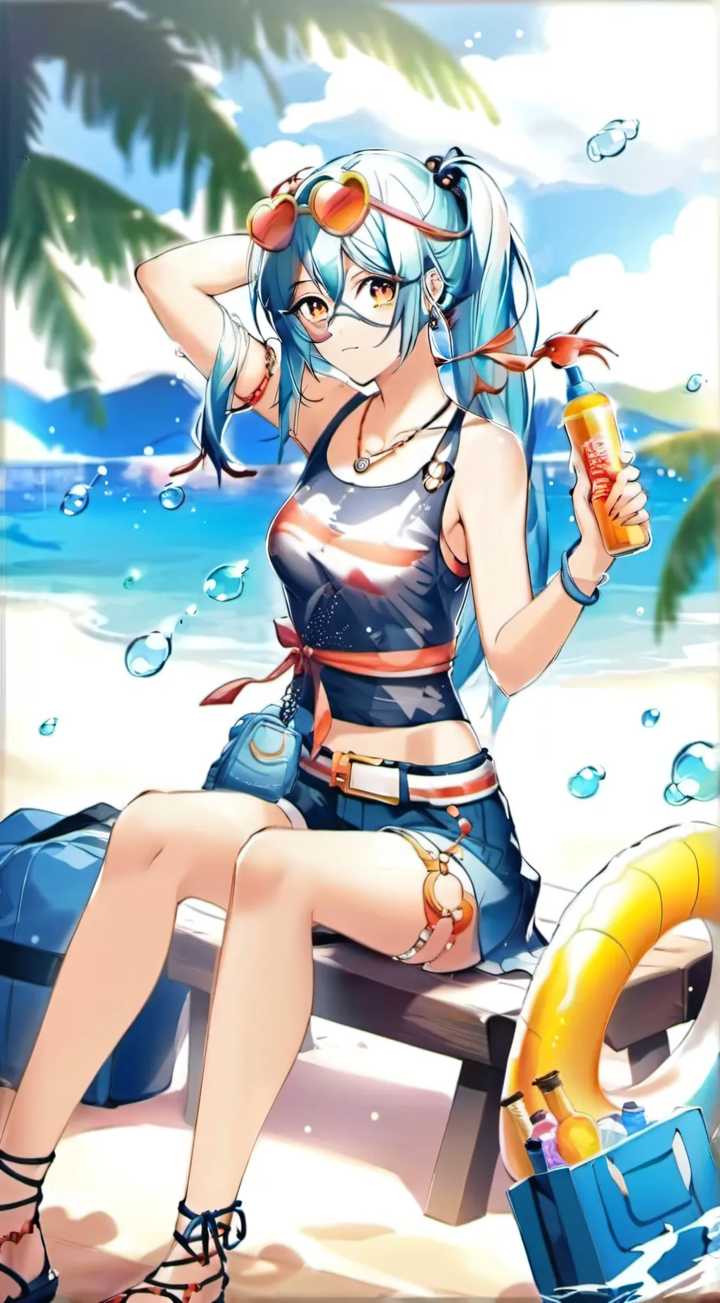 ai character: Miku at the beach! background