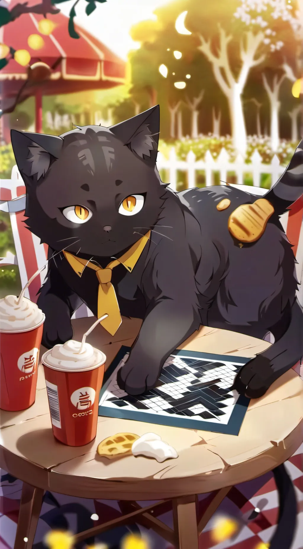 ai character: Black kitty background