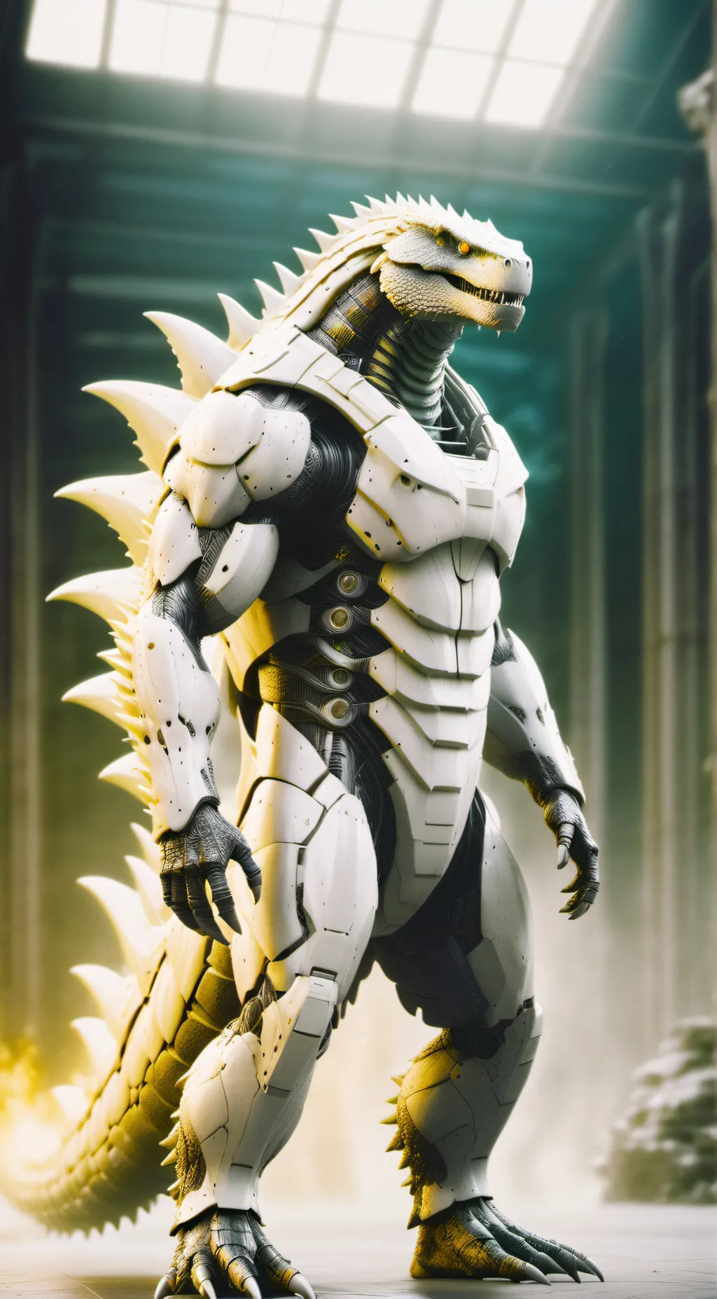 ai character: Mechagodzilla  background