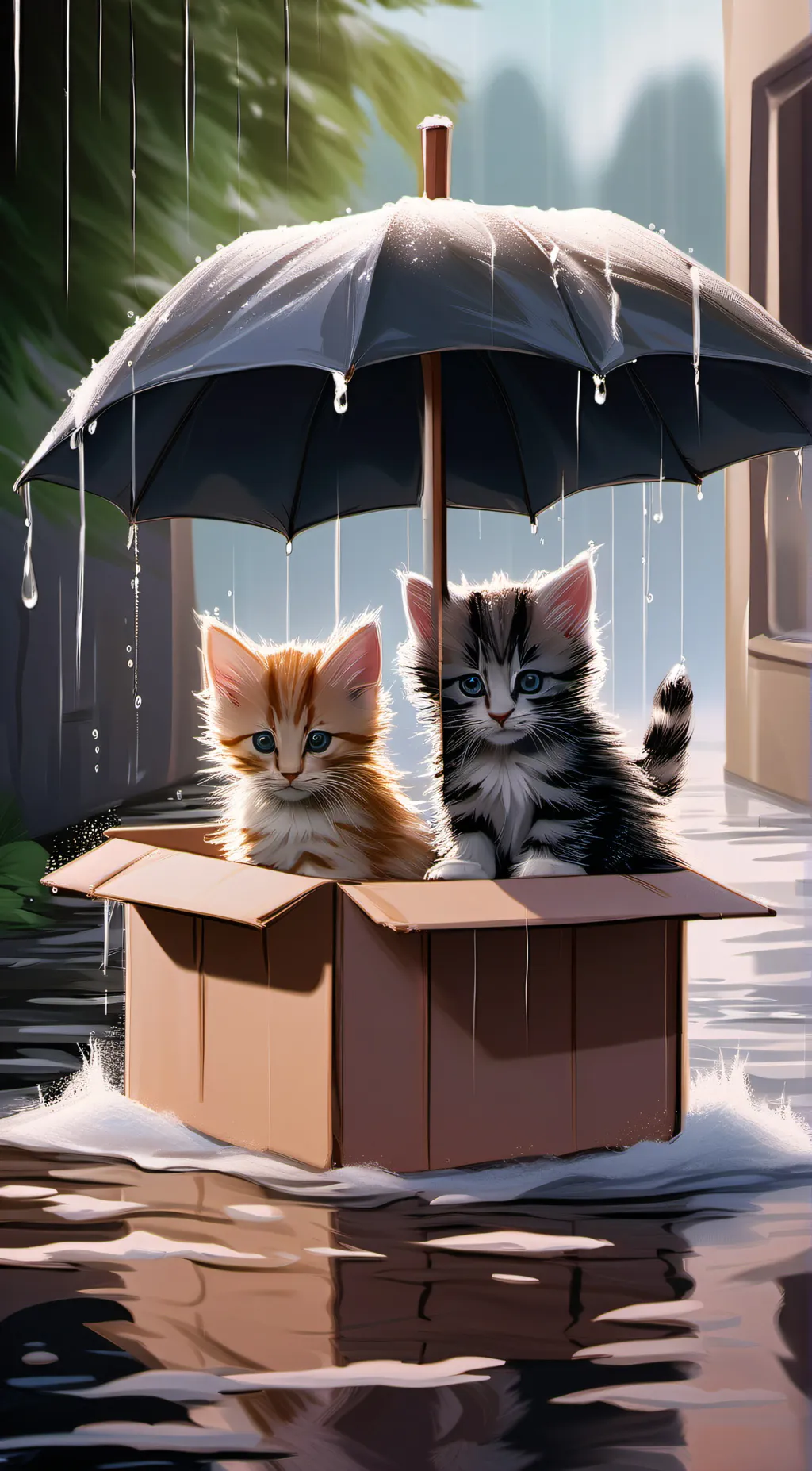 ai character: Homeless kittens background