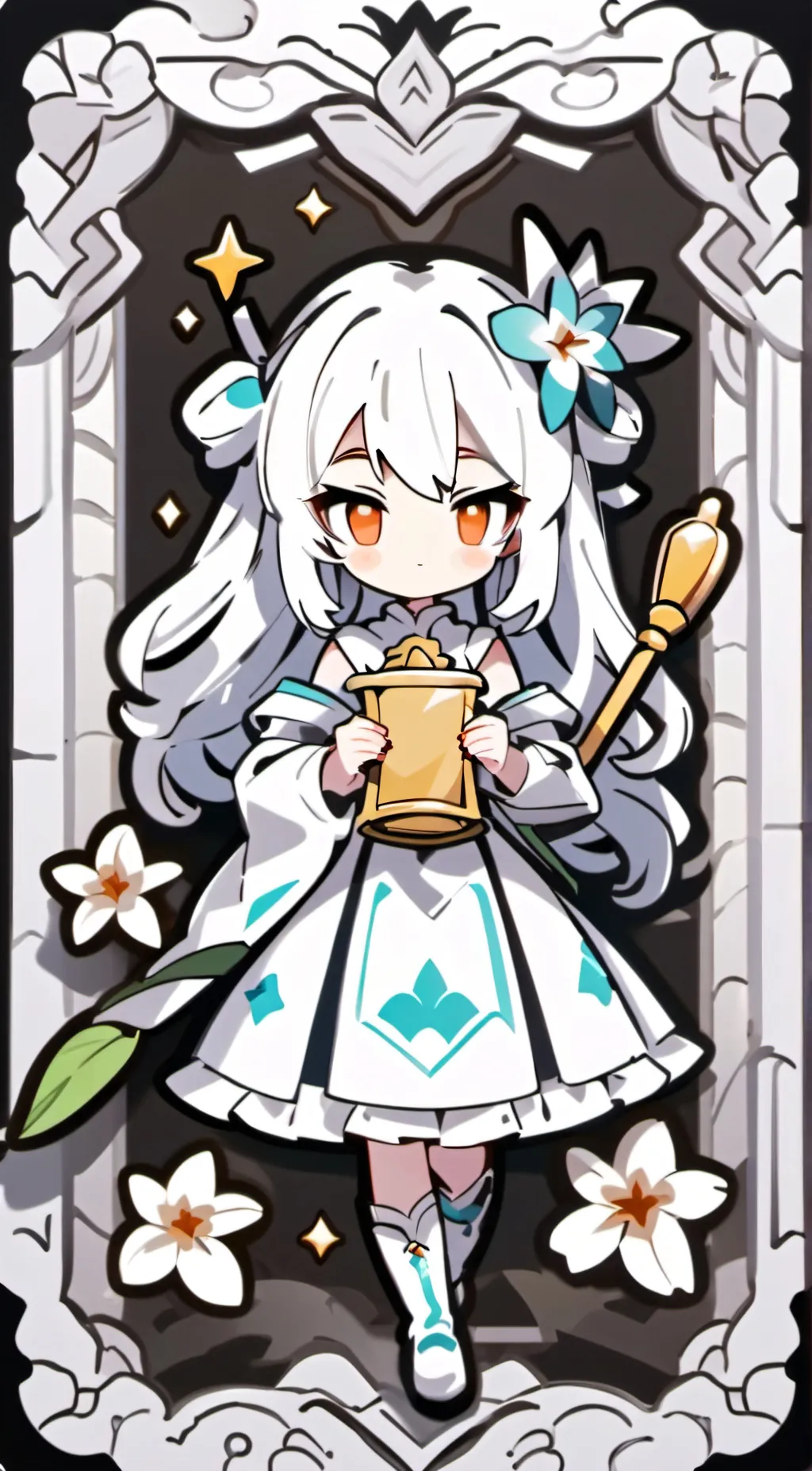 ai character: White lily background