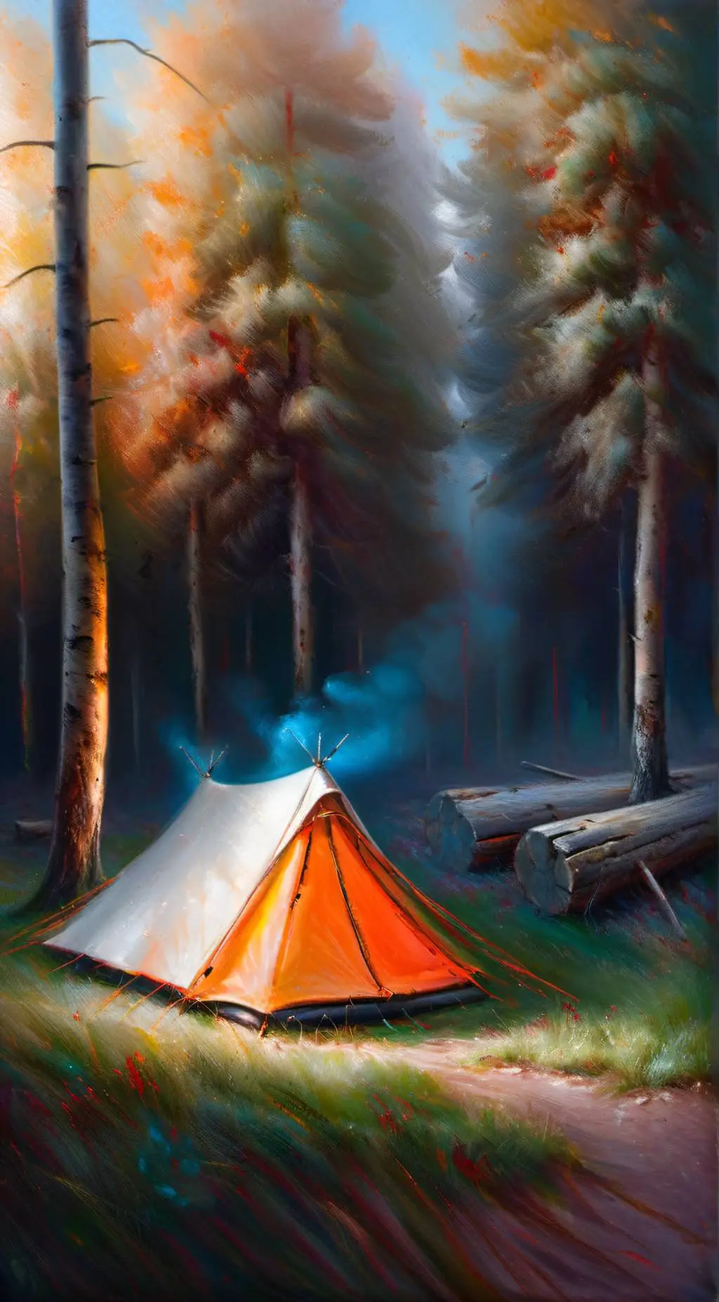 ai character: HH camping trip  background