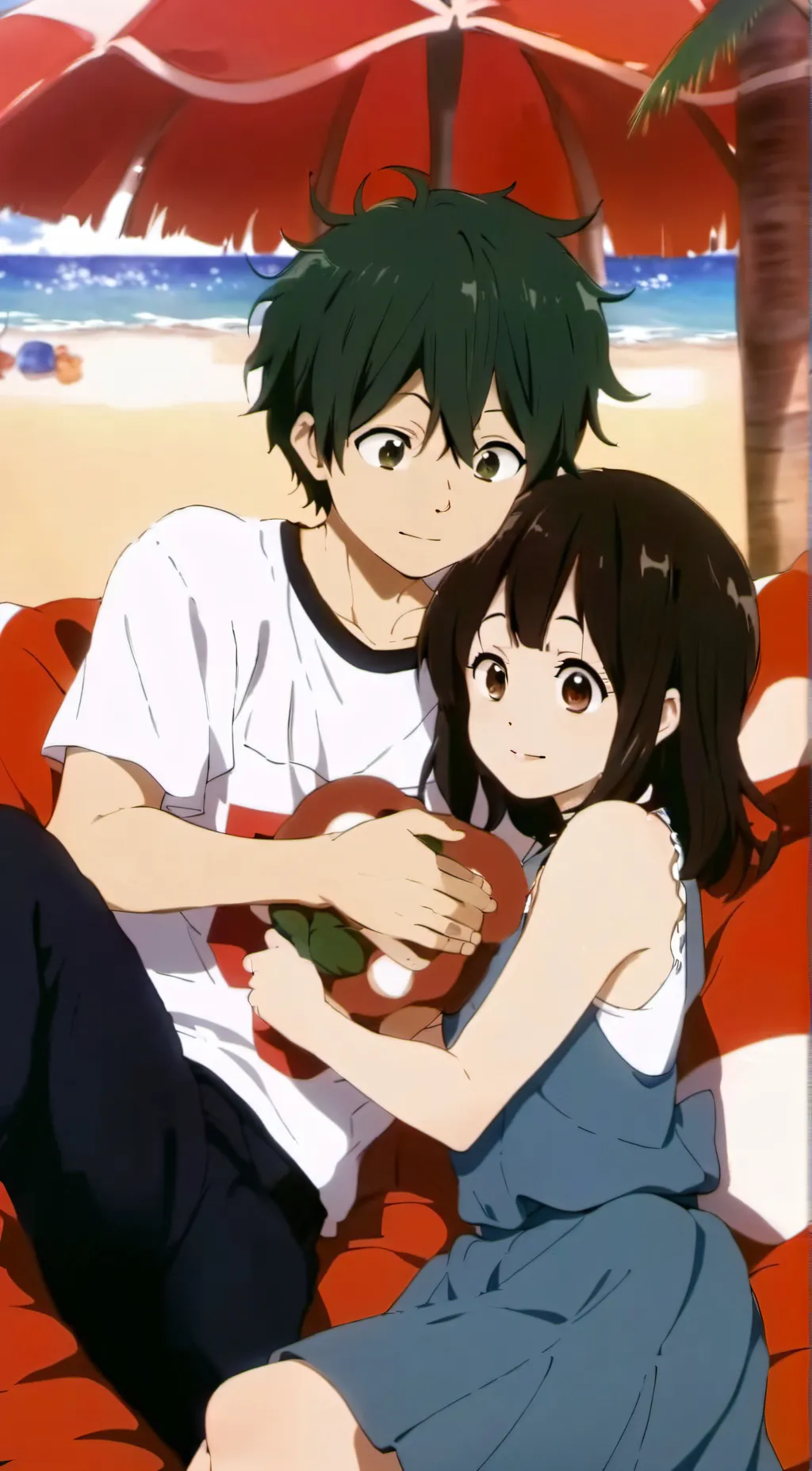 ai character: Mha beach day background