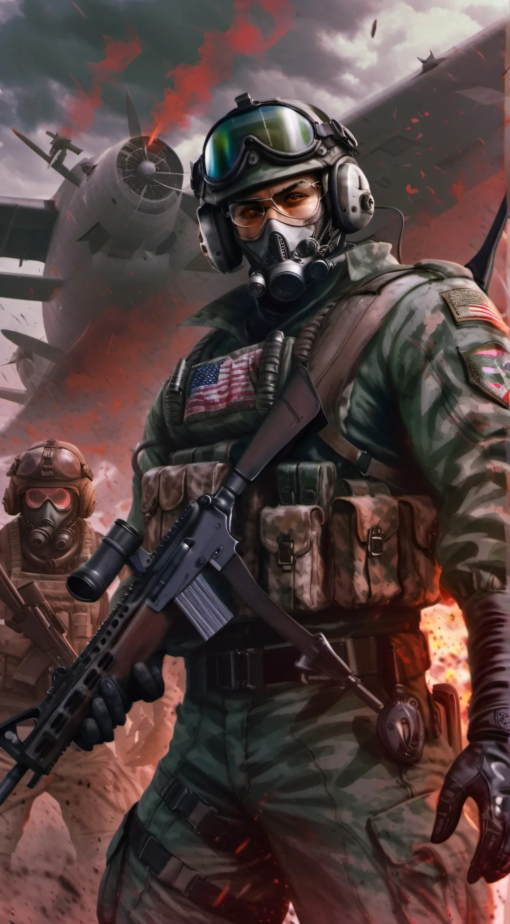 ai character: solieder background