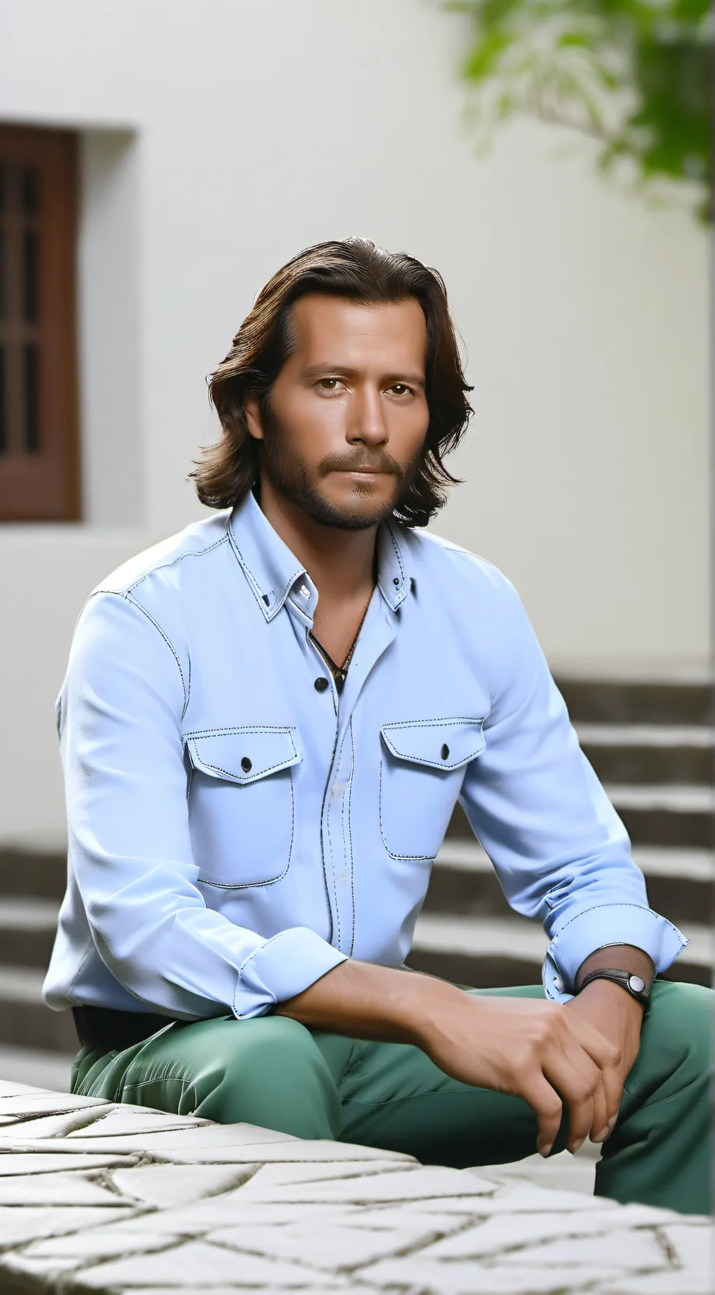 ai character: Henry Ian Cusick  background