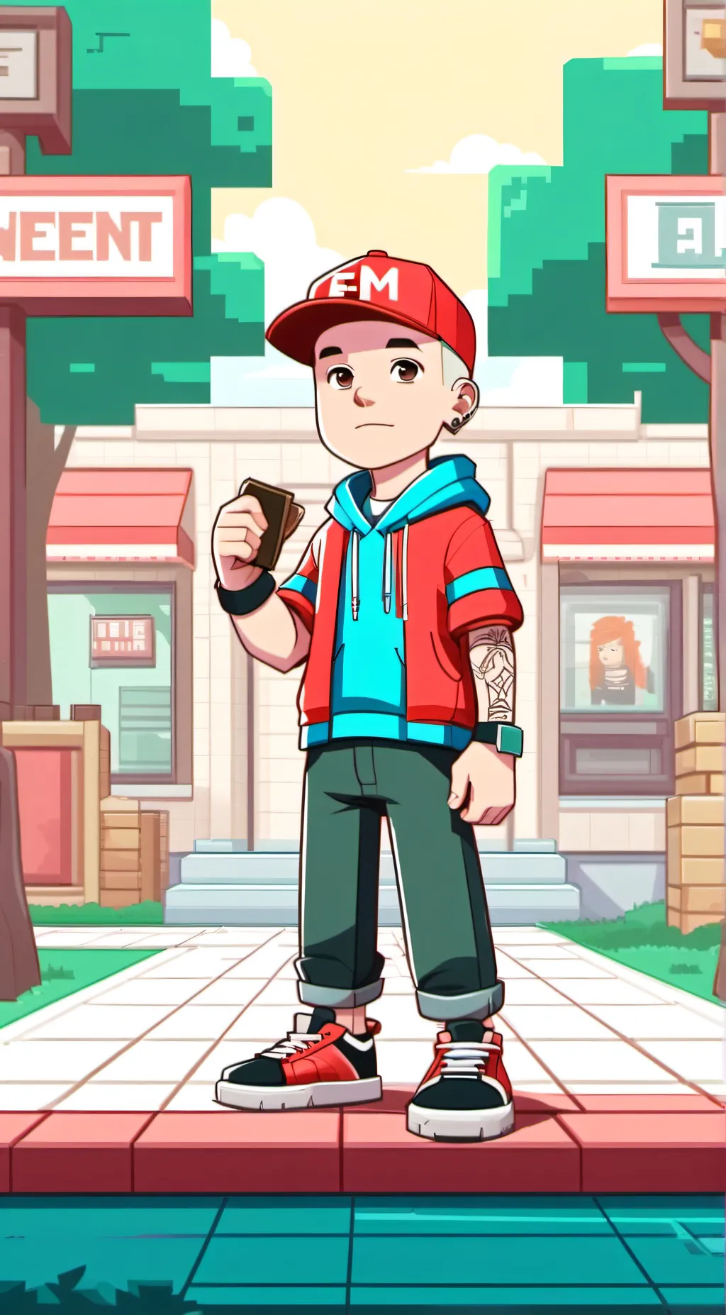 ai character: Cartoon Eminem ll background