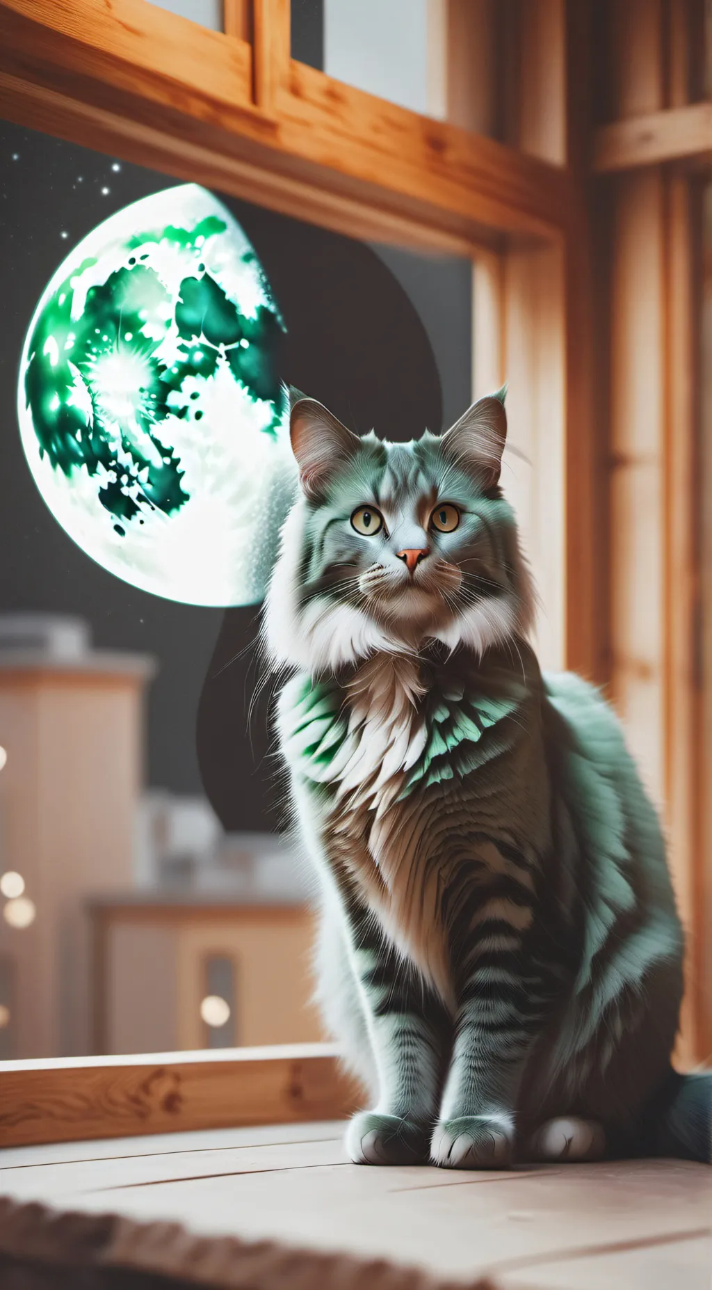 ai character: cat moon background