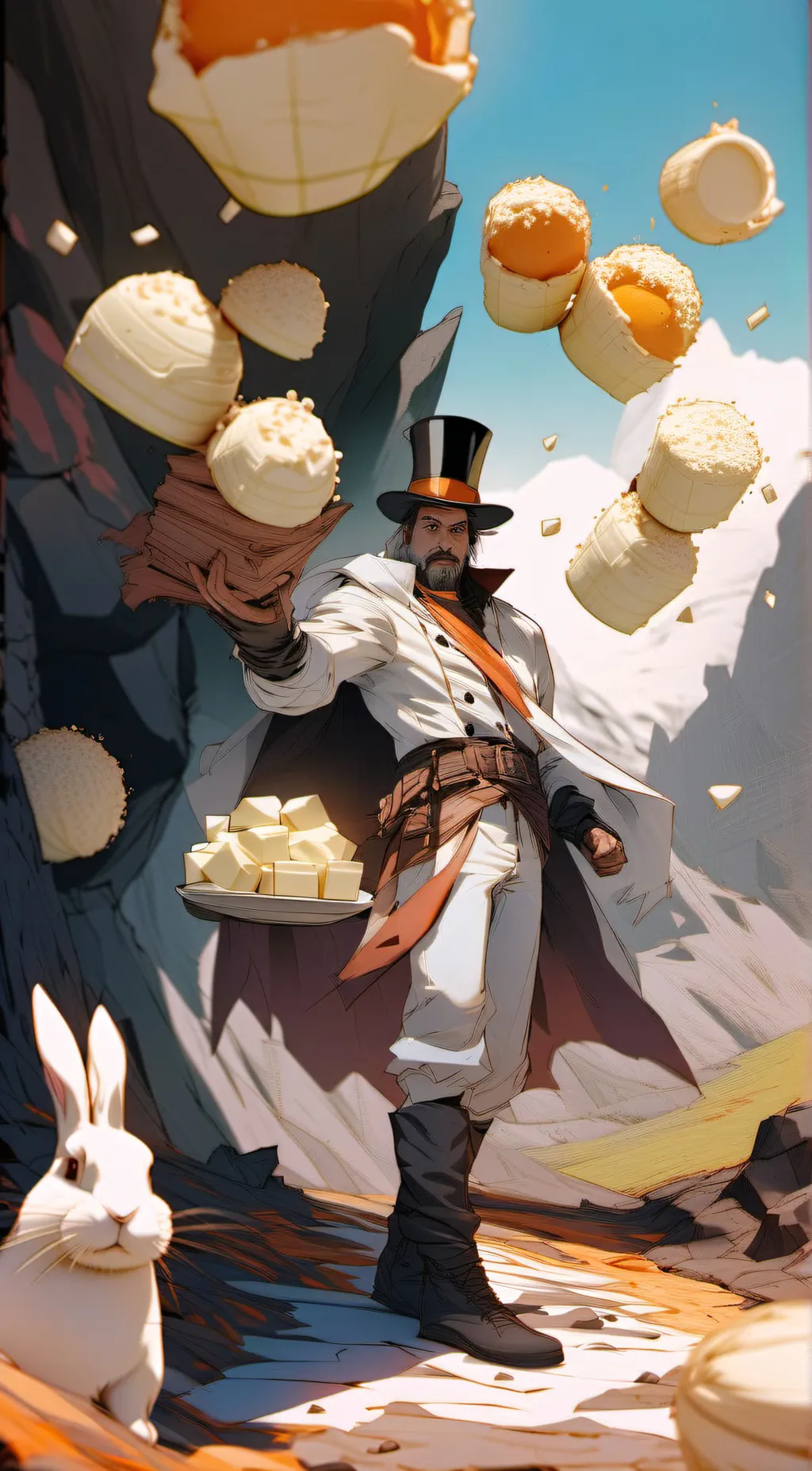 ai character: white chocolateman background