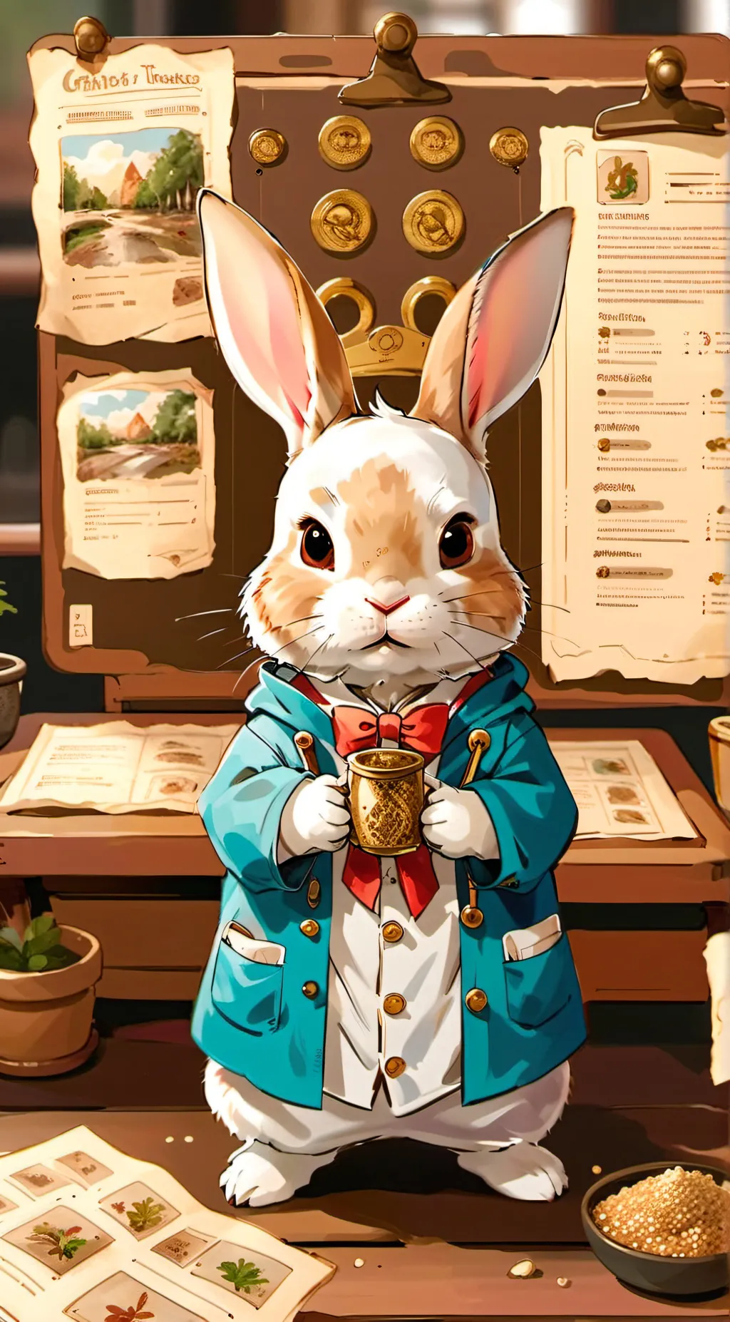 ai character: office bunny  background