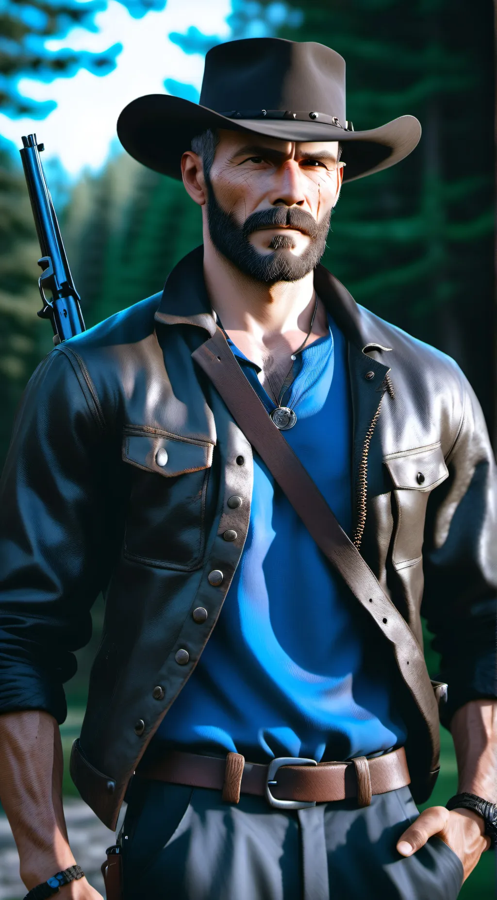 ai character: RDR2 X avengers  background