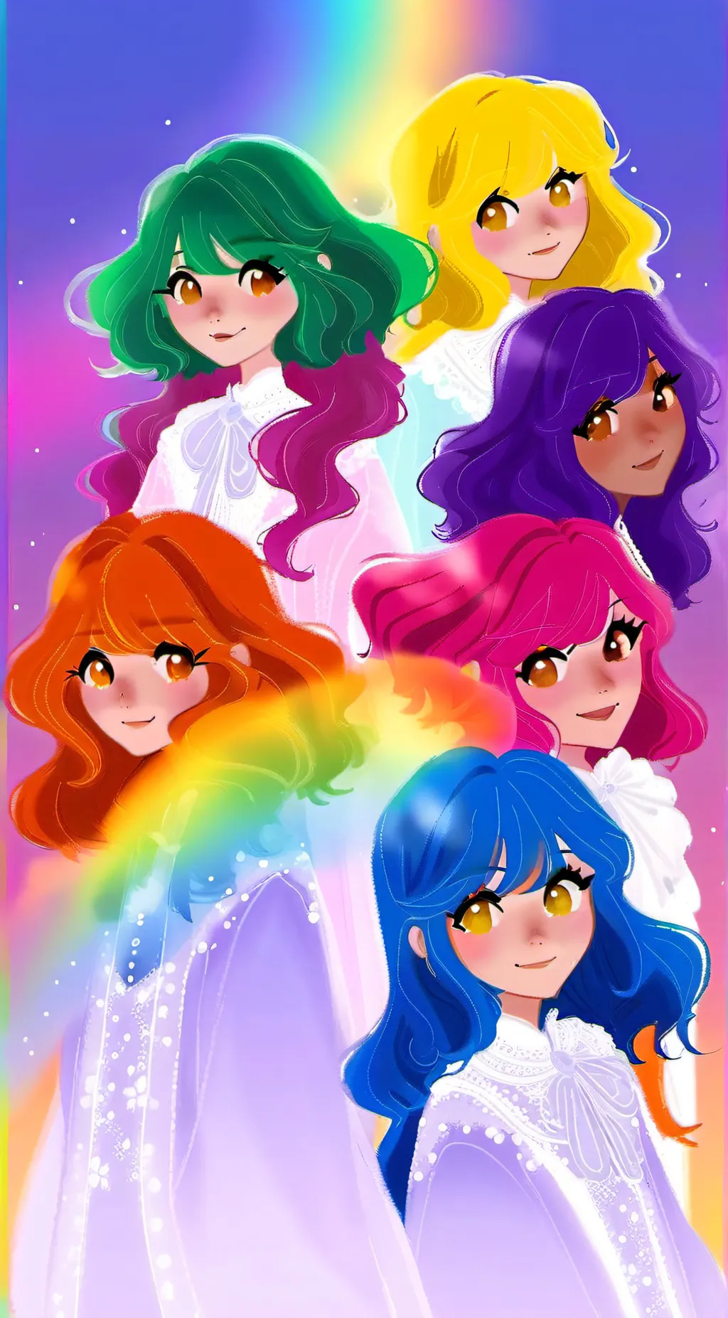 ai character: rainbow sisters  background
