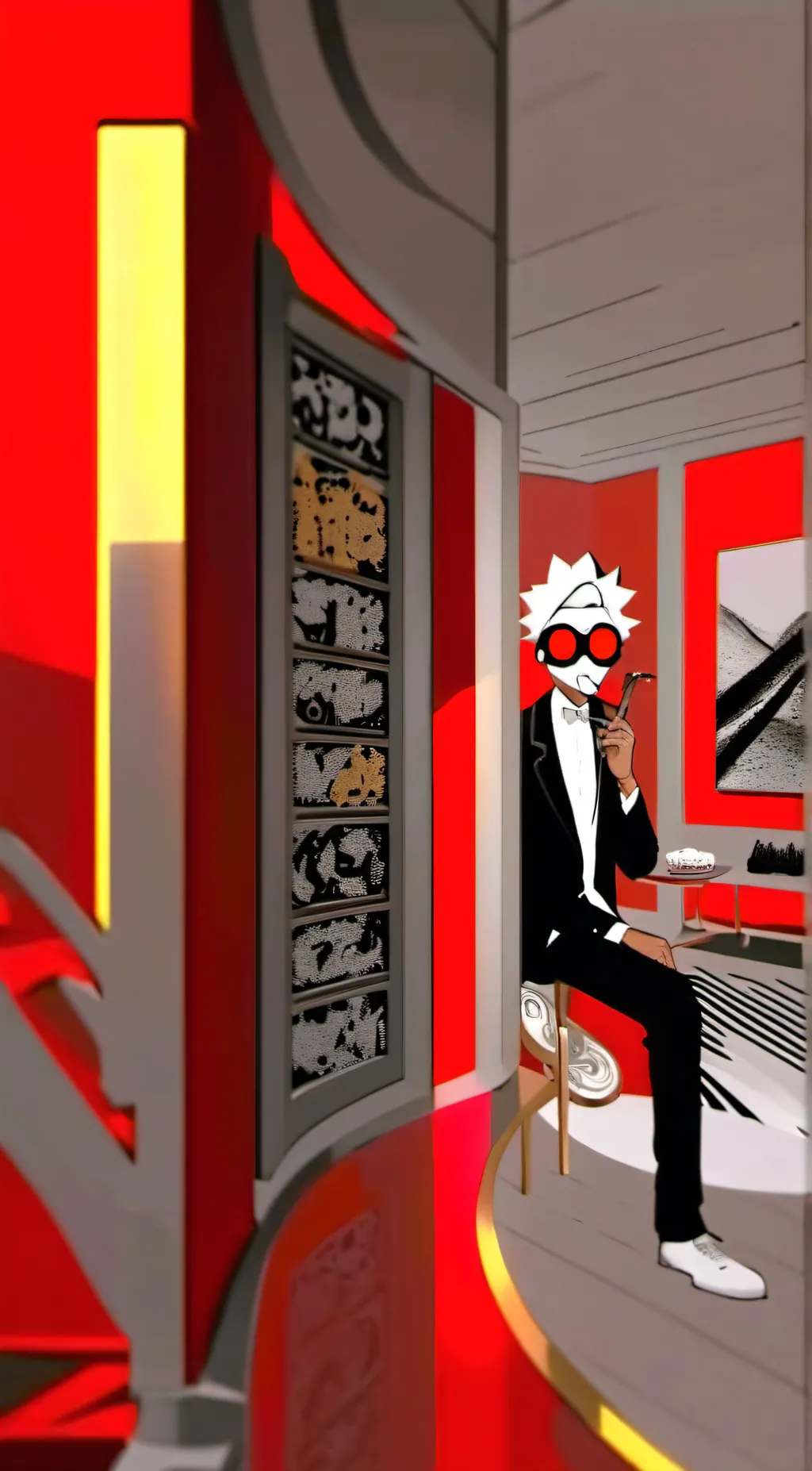 ai character: cat alastor  background