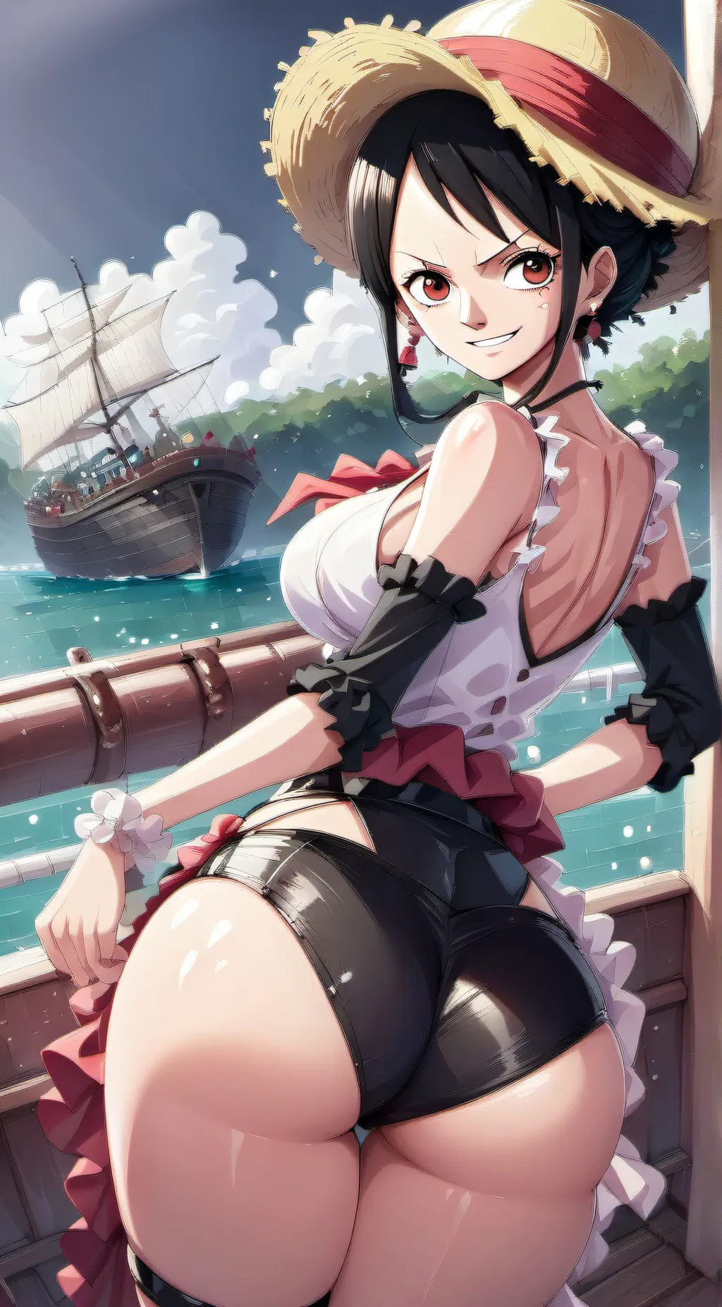 ai character: (femboy) Luffy  background